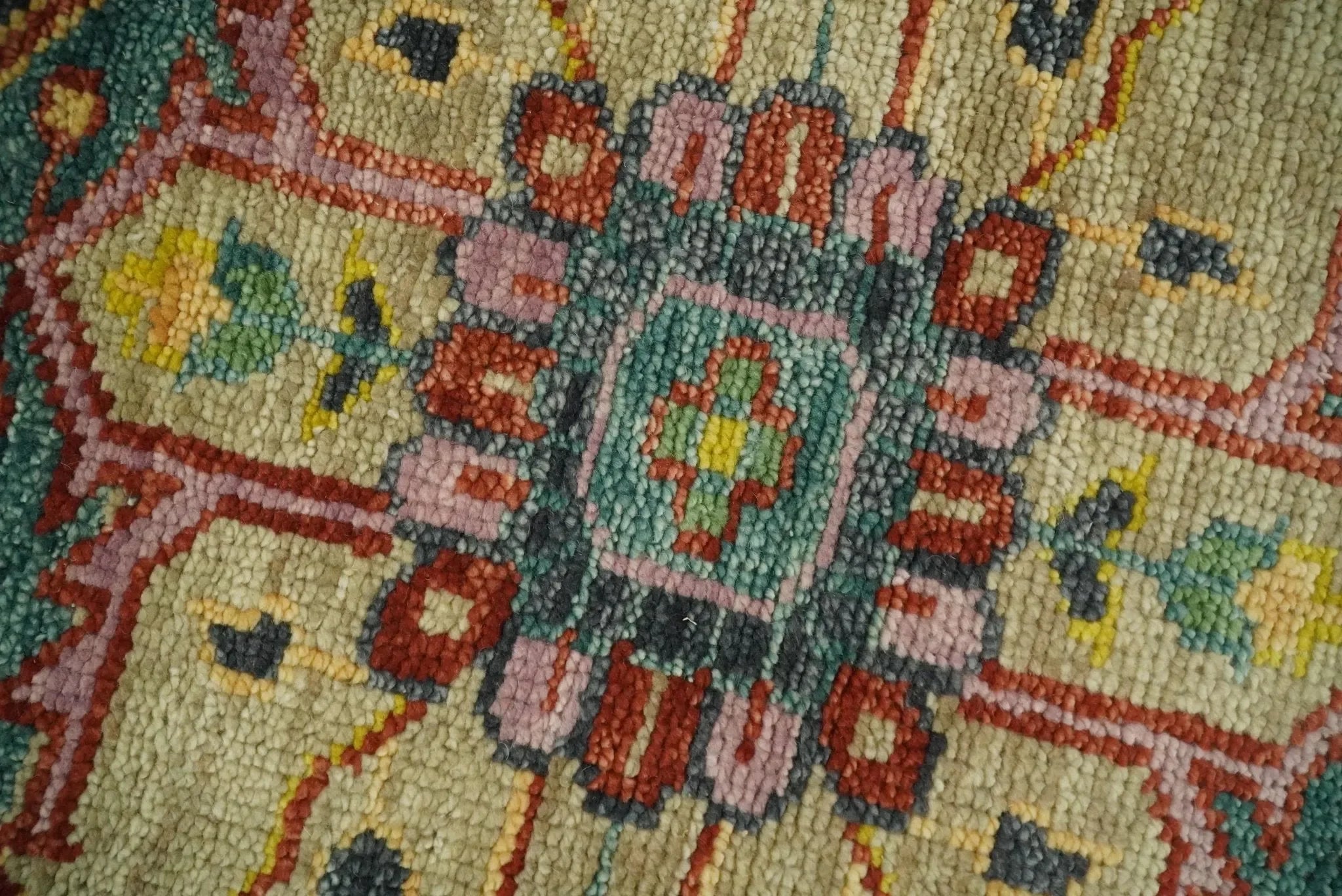 Antique Moss Green and Pink Traditional Multi Size Wool Area Rug - The Mayfair Hall