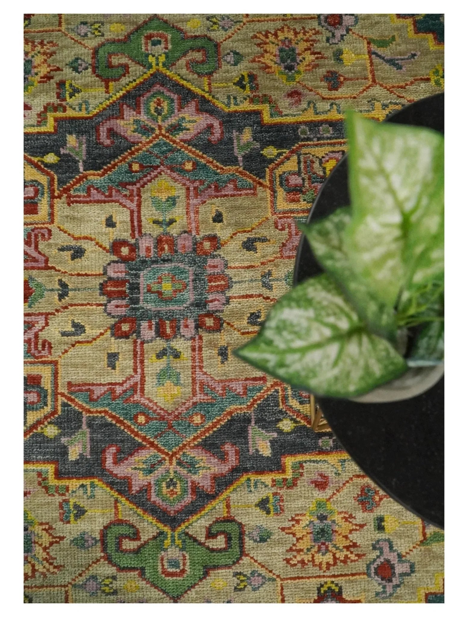 Antique Moss Green and Pink Traditional Multi Size Wool Area Rug - The Mayfair Hall