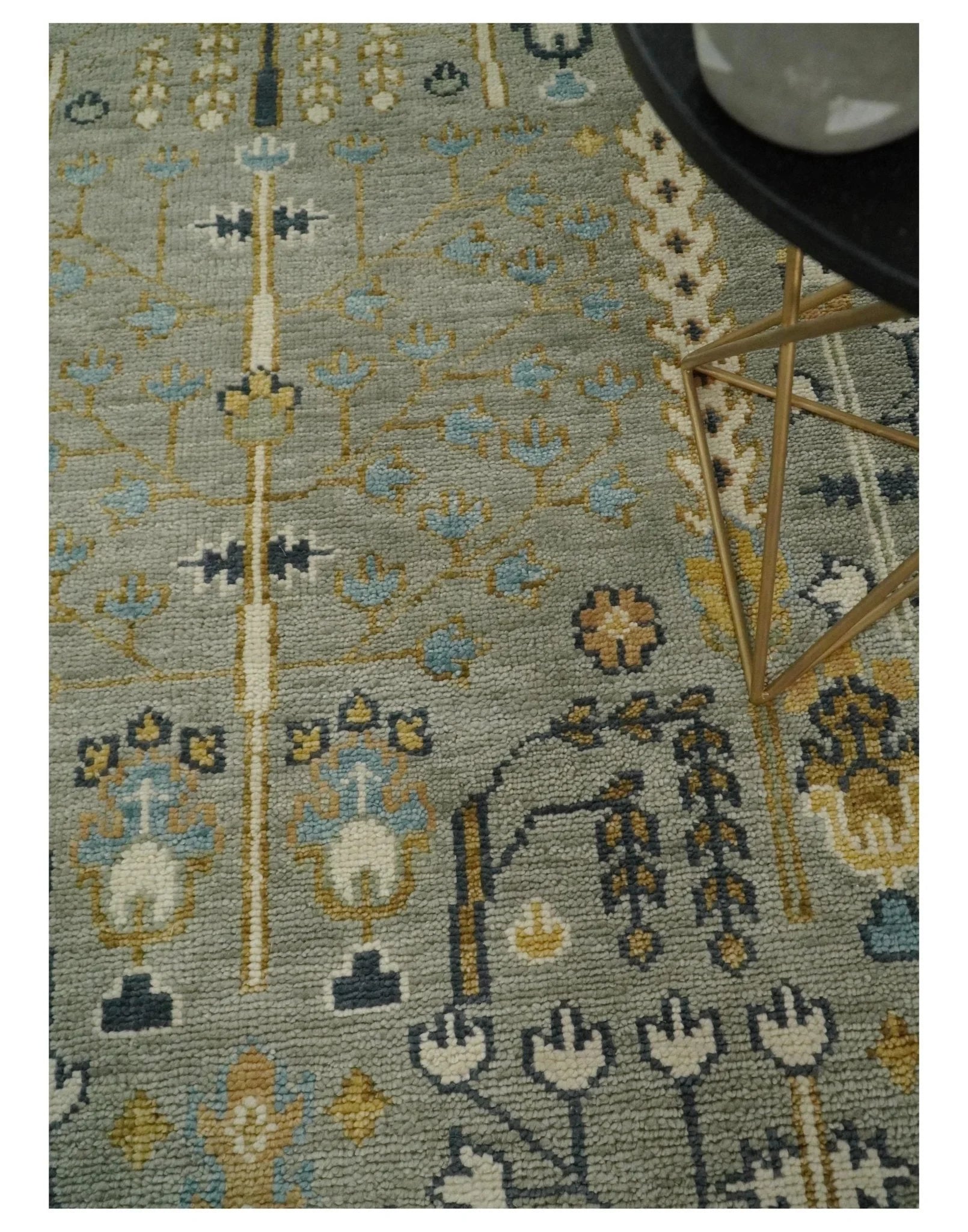 Antique Moss 5x8, 6x9, 8x10, 9x12, 10x14 and 12x15 Hand Knotted Silver and Gold Traditional Persian Vintage Heriz Serapi Wool Rug | TRDCP706 - The Rug Decor