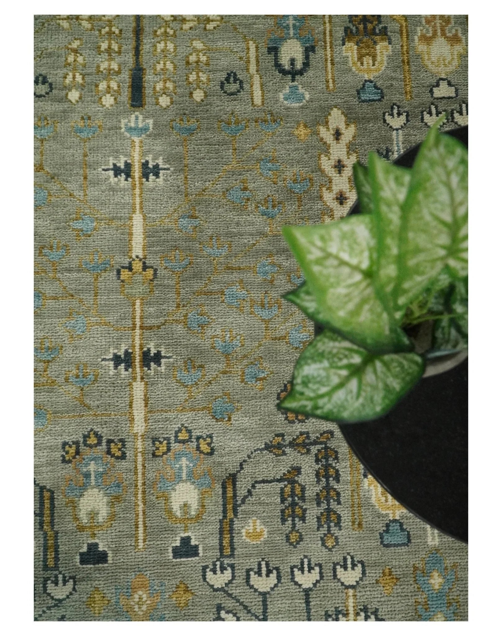 Antique Moss 5x8, 6x9, 8x10, 9x12, 10x14 and 12x15 Hand Knotted Silver and Gold Traditional Persian Vintage Heriz Serapi Wool Rug | TRDCP706 - The Rug Decor