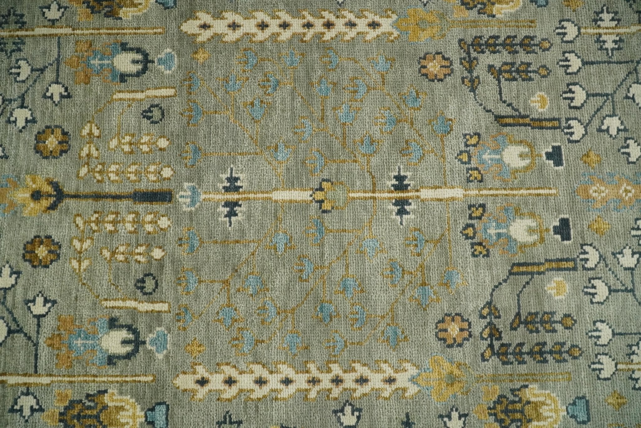 Antique Moss 5x8, 6x9, 8x10, 9x12, 10x14 and 12x15 Hand Knotted Silver and Gold Traditional Persian Vintage Heriz Serapi Wool Rug | TRDCP706 - The Rug Decor