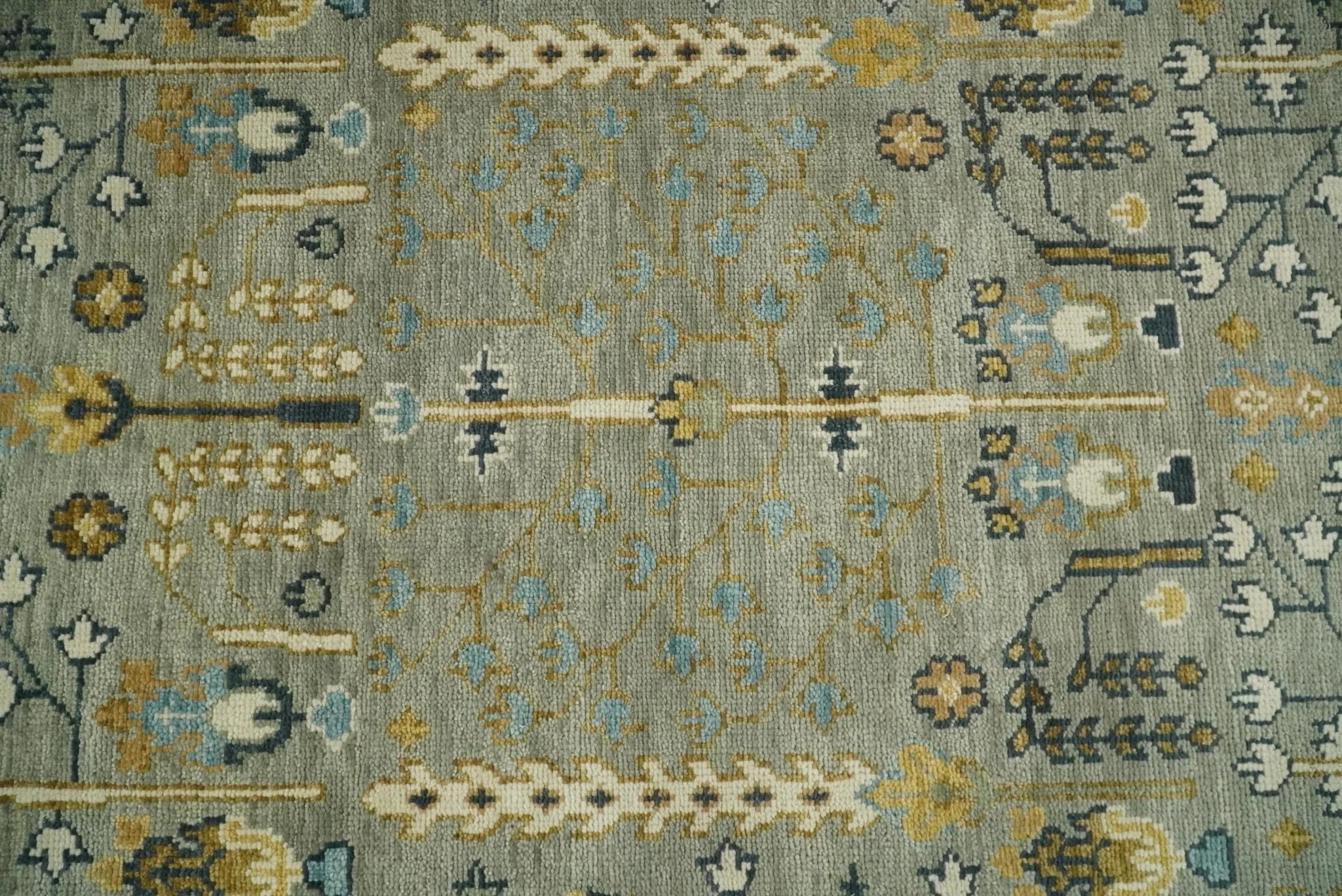Antique Moss 5x8, 6x9, 8x10, 9x12, 10x14 and 12x15 Hand Knotted Silver and Gold Traditional Persian Vintage Heriz Serapi Wool Rug | TRDCP706 - The Rug Decor
