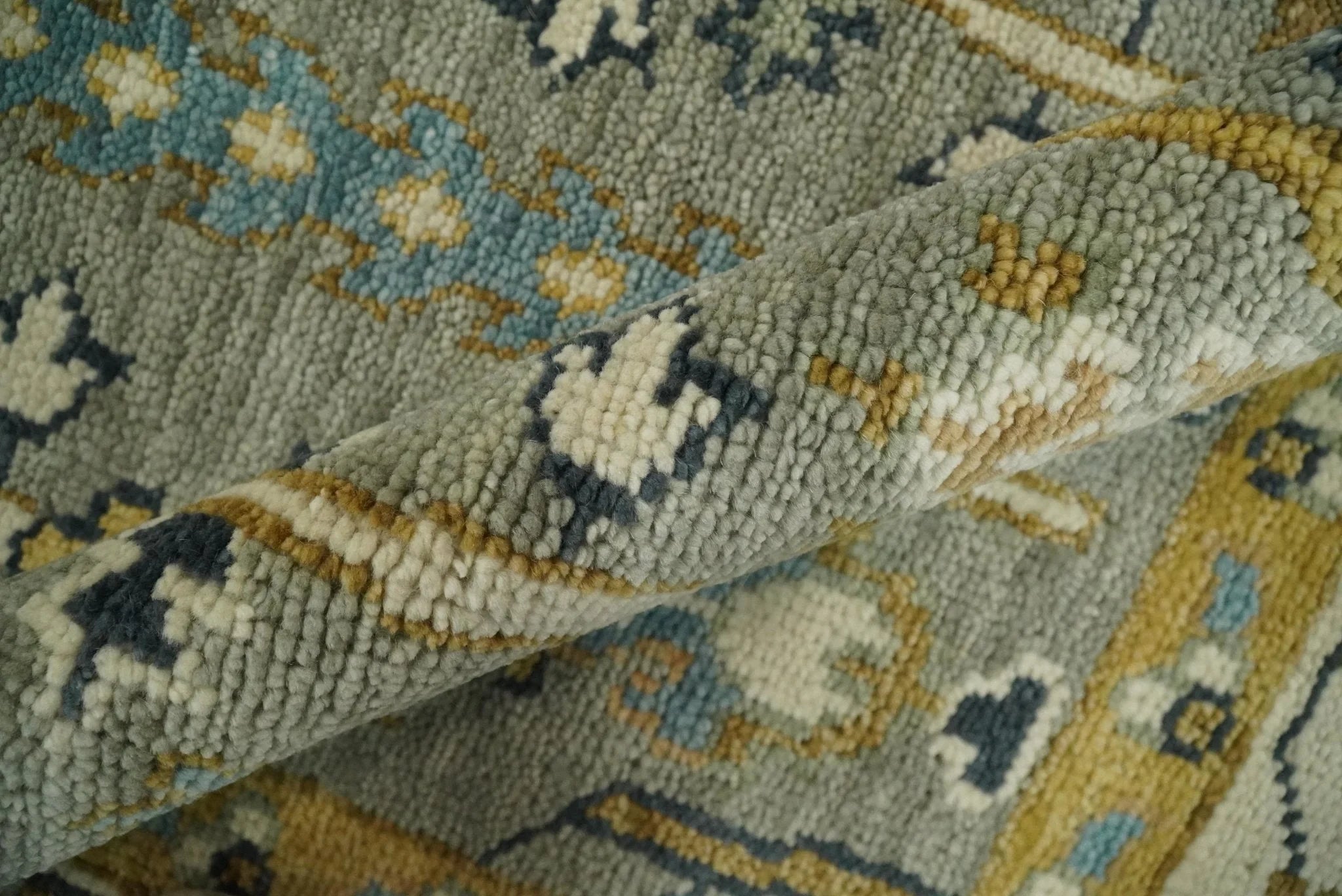 Antique Moss 5x8, 6x9, 8x10, 9x12, 10x14 and 12x15 Hand Knotted Silver and Gold Traditional Persian Vintage Heriz Serapi Wool Rug | TRDCP706 - The Rug Decor