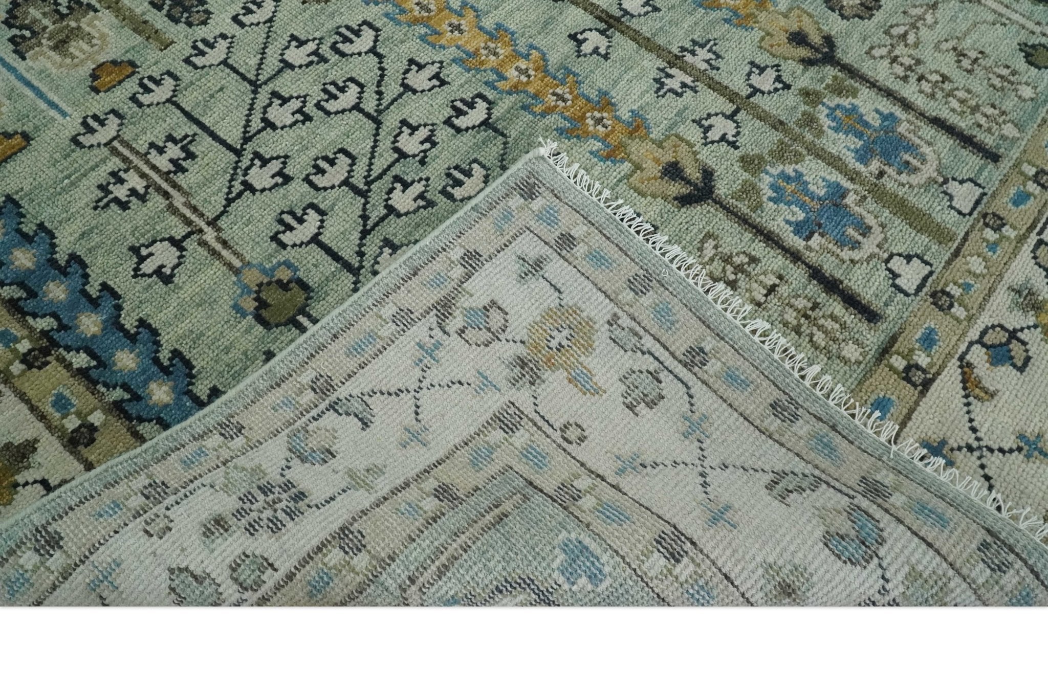 Antique Moss Green 5x8, 6x9, 8x10, 9x12, 10x14, 12x15 Wool Hand Knotted Traditional Ivory Vintage Persian Wool Area Rug | TRDCP663 - The Rug Decor