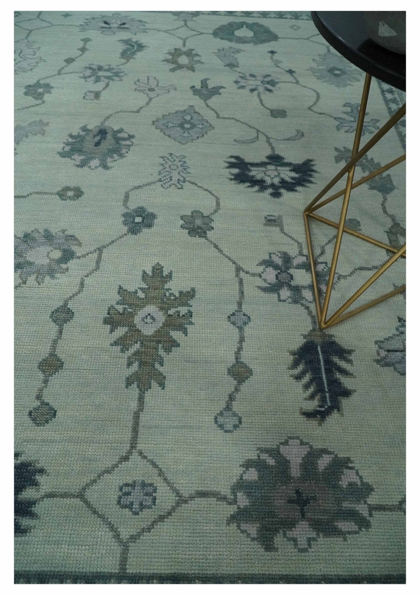 Antique multi size 6x9, 8x10, 9x12 Hand Knotted Oushak Beige and Silver Traditional Persian Area Rug | NT29 - The Rug Decor