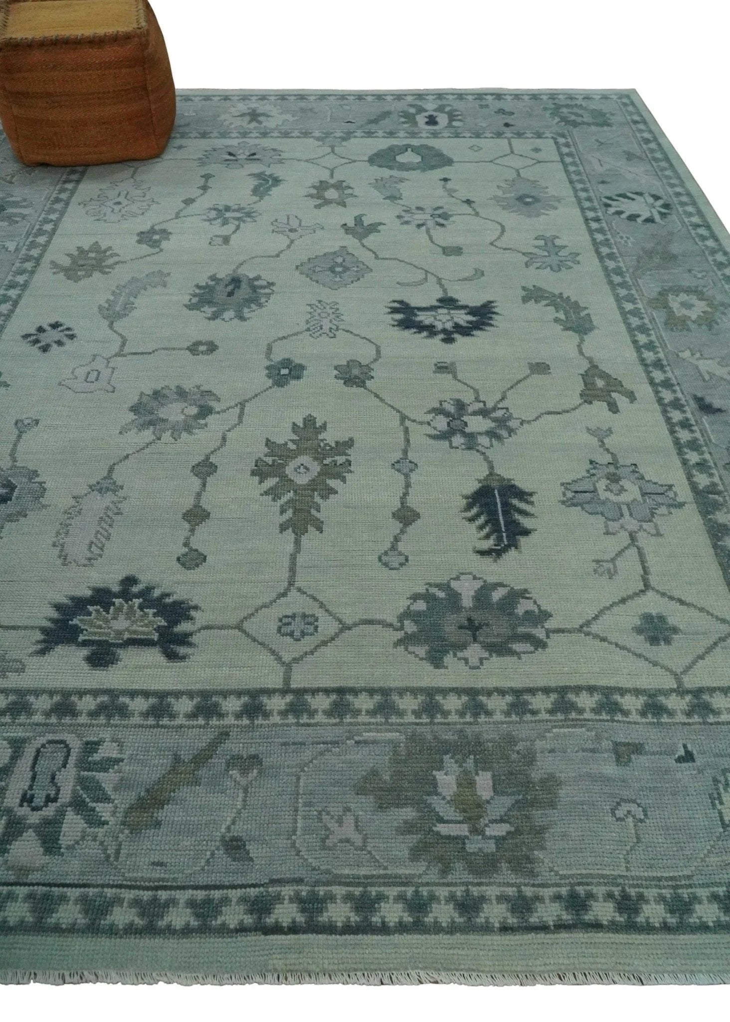 Antique multi size 6x9, 8x10, 9x12 Hand Knotted Oushak Beige and Silver Traditional Persian Area Rug | NT29 - The Rug Decor