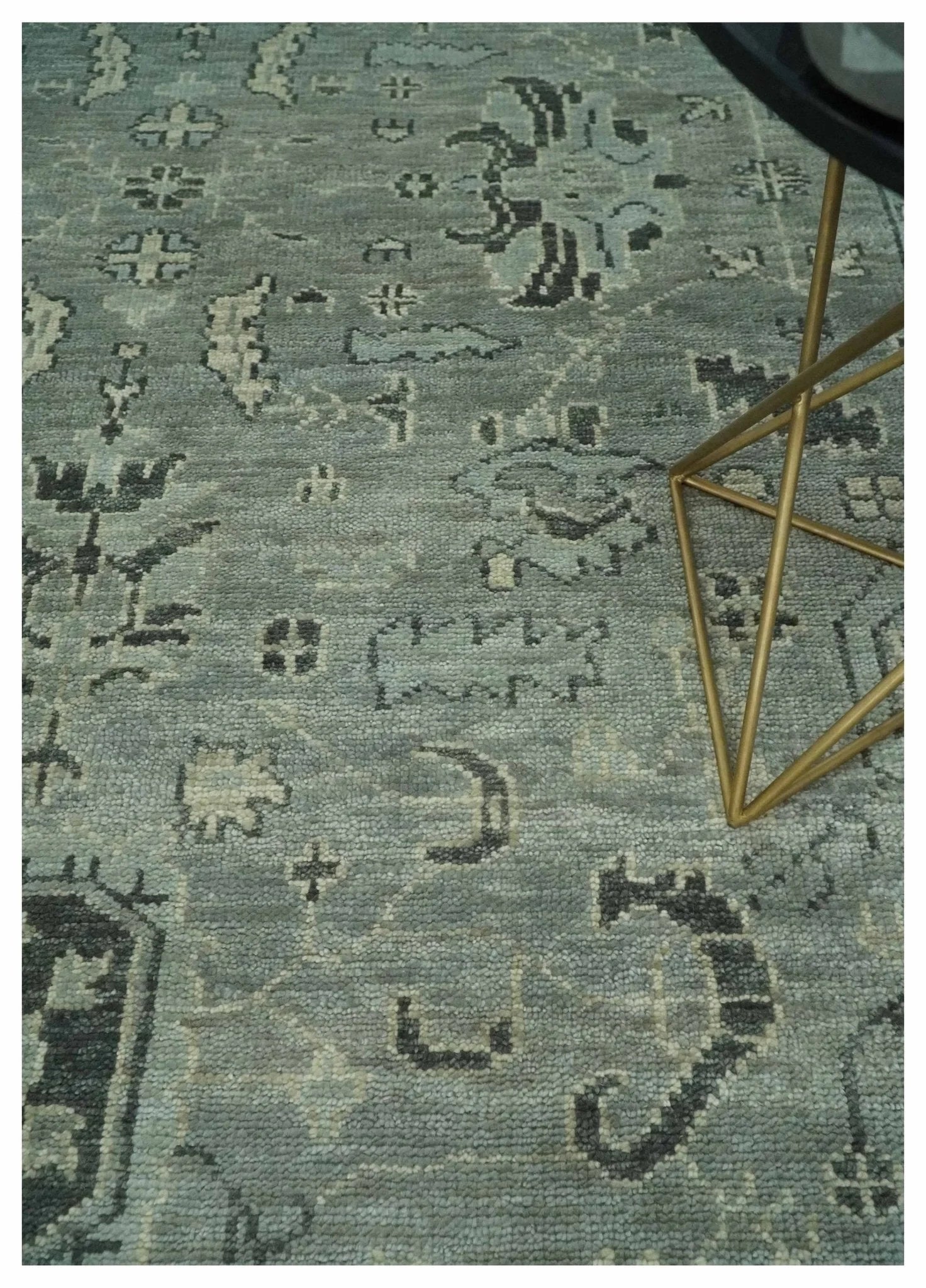 Antique Oushak Hand Knotted 5x8, 6x9, 8x10, 9x12, 10x14 and 12x15 Silver and Charcoal Traditional Persian Wool Rug | TRDCP882912 - The Rug Decor