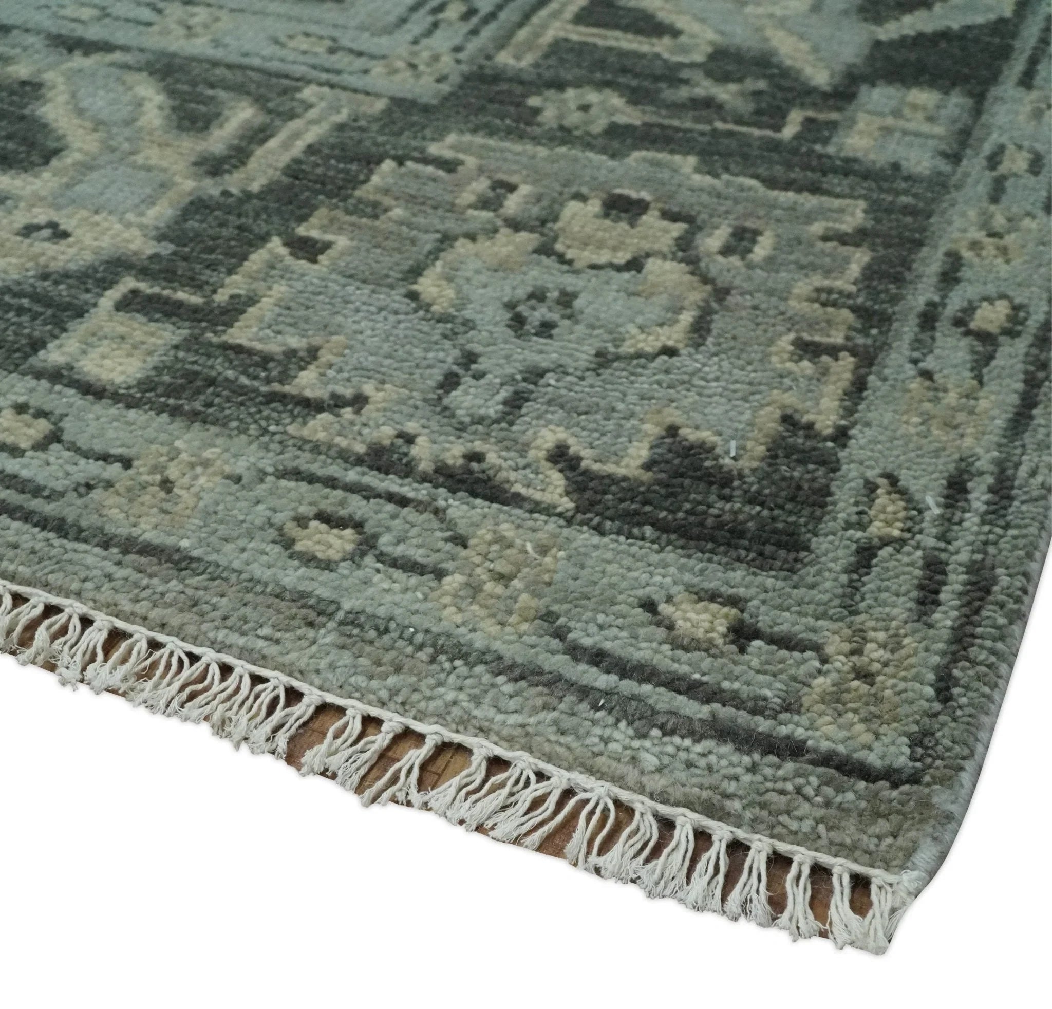 Antique Oushak Hand Knotted 5x8, 6x9, 8x10, 9x12, 10x14 and 12x15 Silver and Charcoal Traditional Persian Wool Rug | TRDCP882912 - The Rug Decor