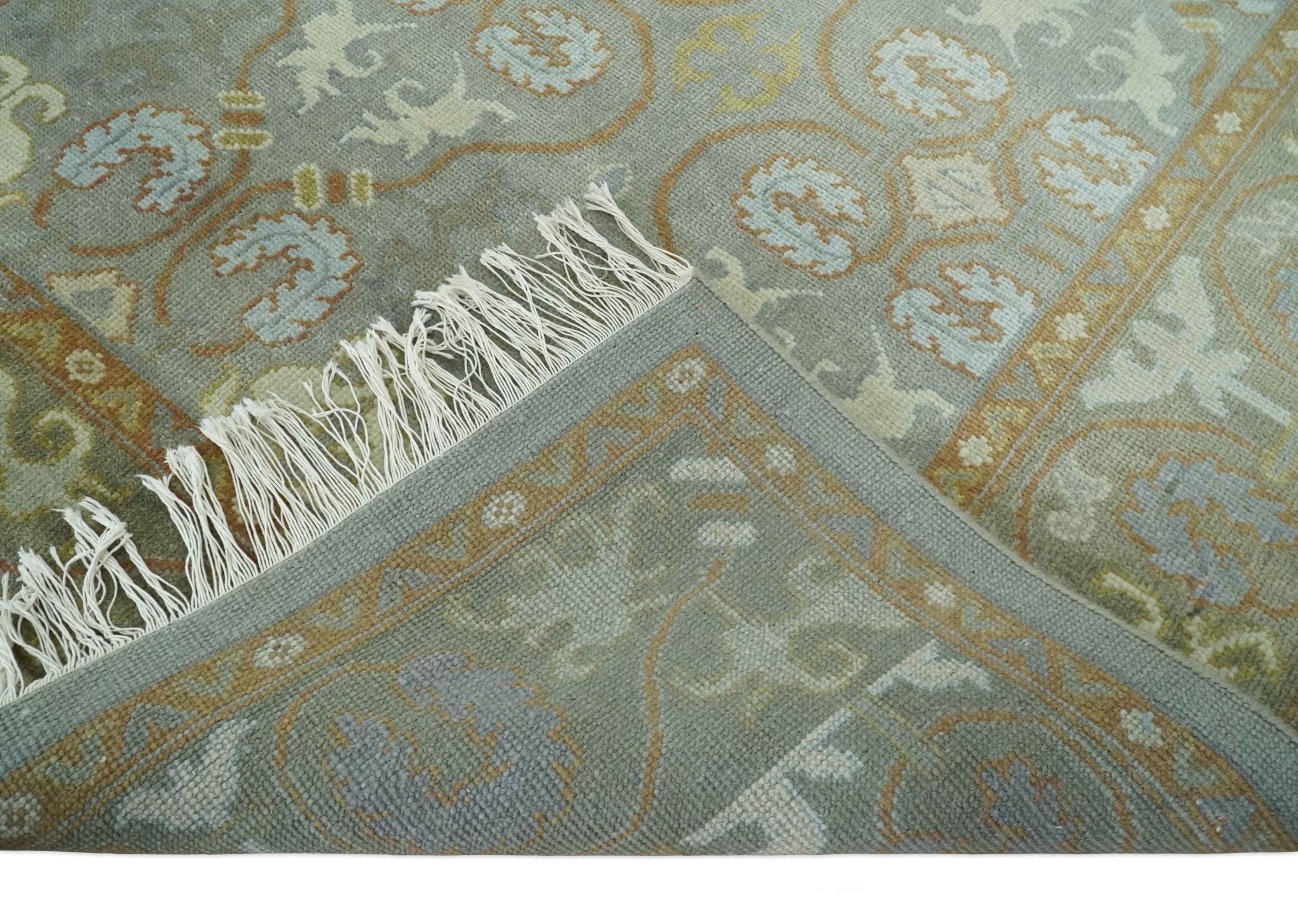 Antique Persian 8x10 Hand Knotted Gray and Beige Traditional Persian Oushak Wool Rug | AC1810