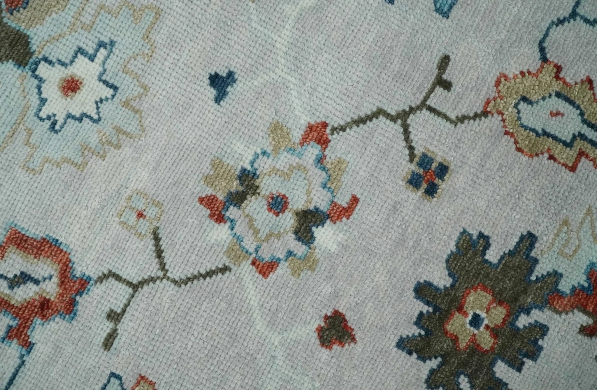 Antique Persian Oushak 6x9, 8x10, 9x12, 10x14 and 12x15 Wool Ivory and Blue Vibrant Colorful Hand knotted Oushak Area Rug | TRD2787 - The Rug Decor