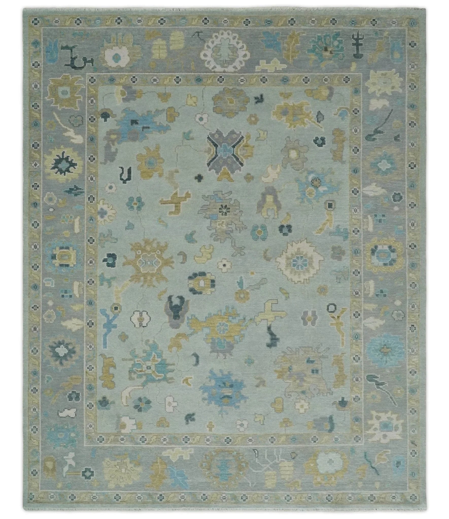 Antique Persian Oushak 6x9, 8x10, 9x12, 10x14 and 12x15 Wool Silver and Gold Vibrant Colorful Hand knotted Oushak Area Rug | NT11 - The Rug Decor