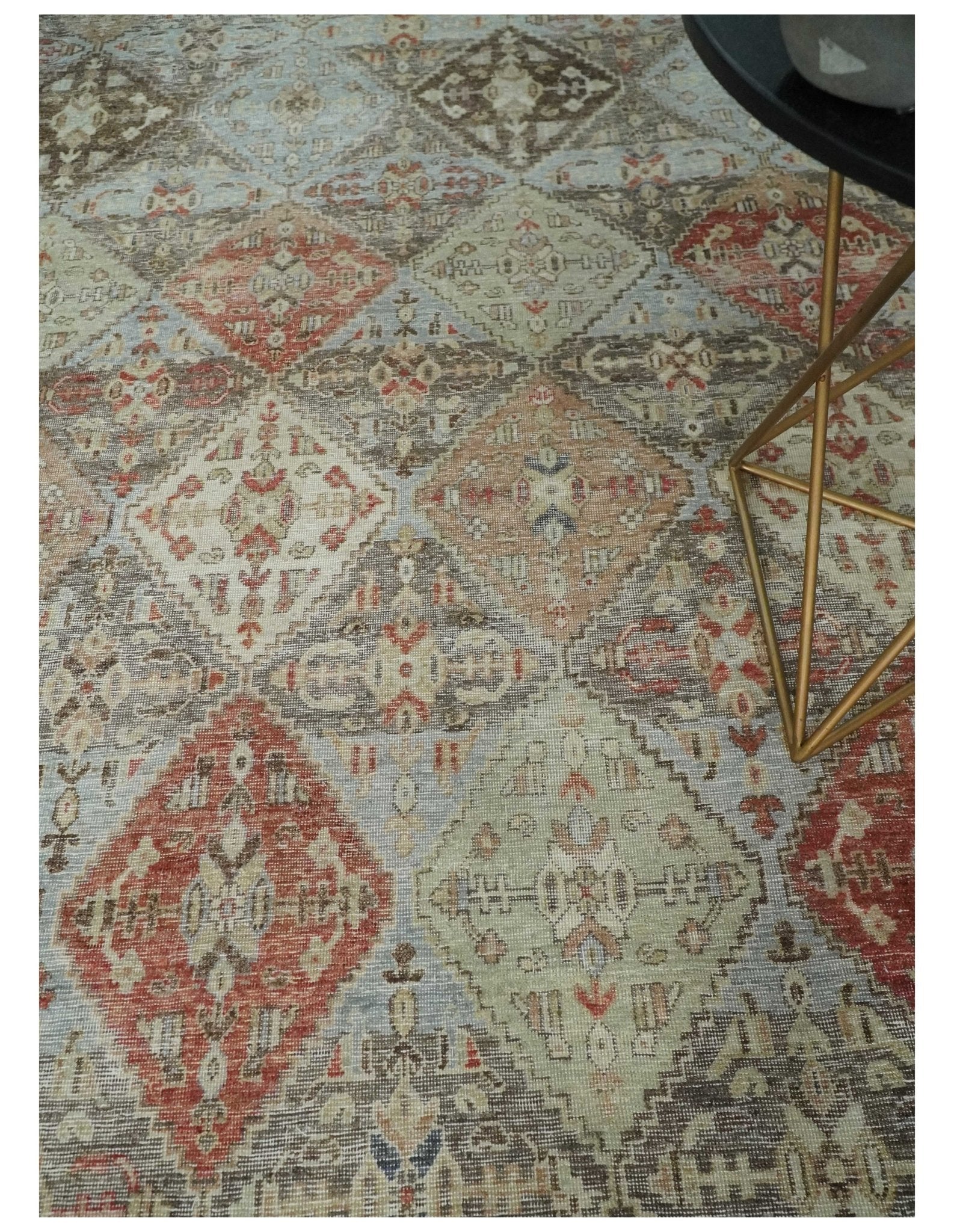 Antique Persian Tribal Garden Rug 6x9, 8x10 and 9x12 Hand Knotted Distressed Area Rug | TRD2756 - The Rug Decor