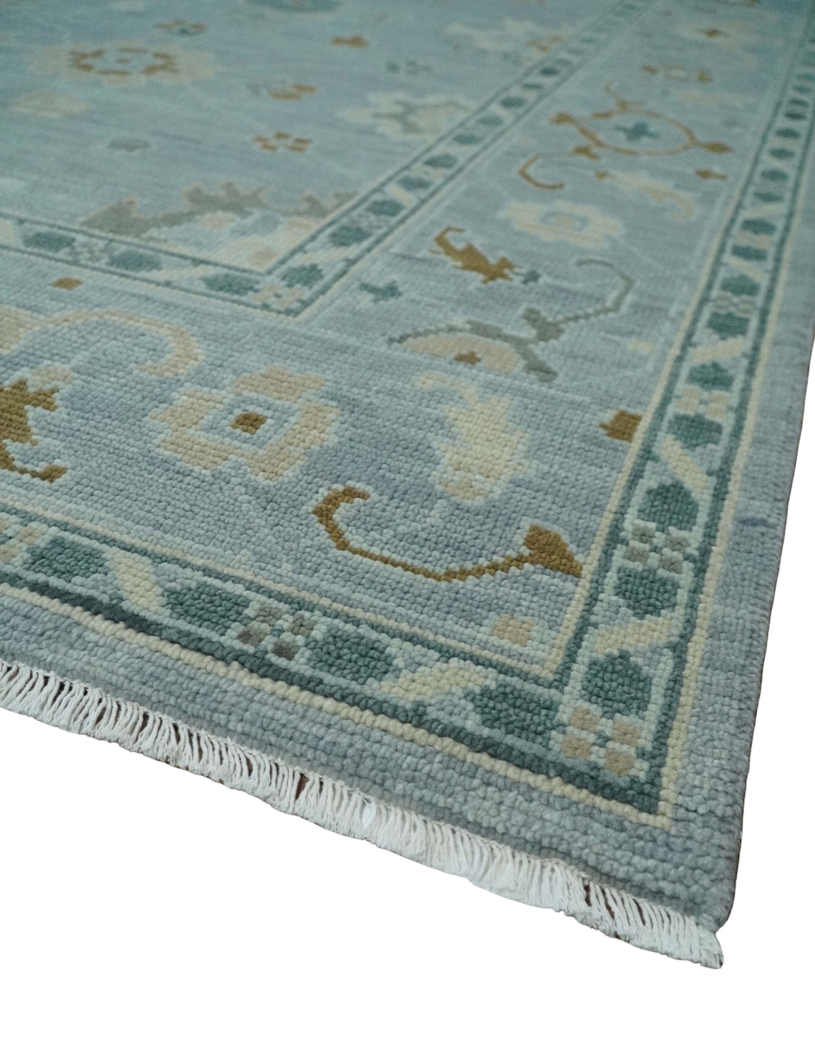 Antique Silver Multi Size Hand Knotted Turkish Style Oushak Traditional Area Rug, Living Room Rug