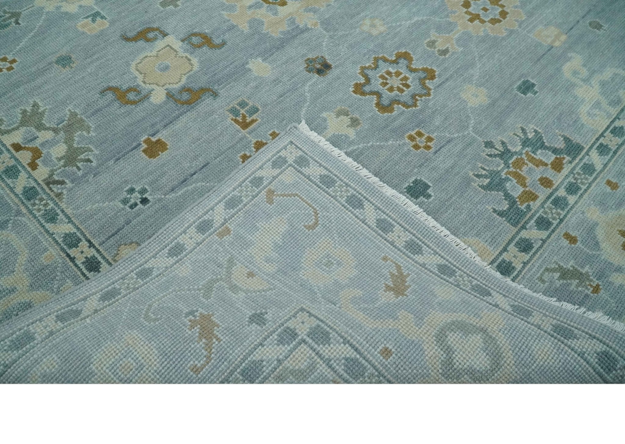 Antique Silver Multi Size Hand Knotted Turkish Style Oushak Traditional Area Rug, Living Room Rug