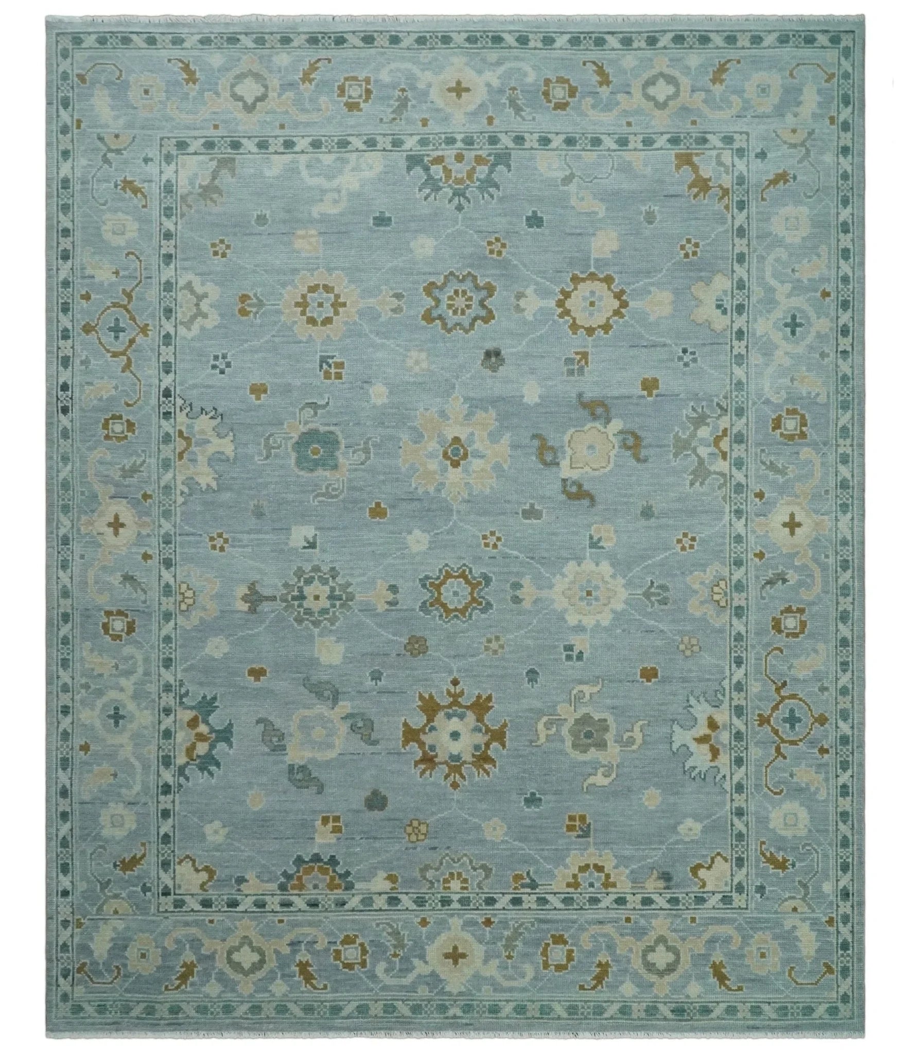 Antique Silver 8x10 Multi Size Hand Knotted Turkish Style Oushak Traditional Area Rug, Living Room Rug | NT26 - The Rug Decor