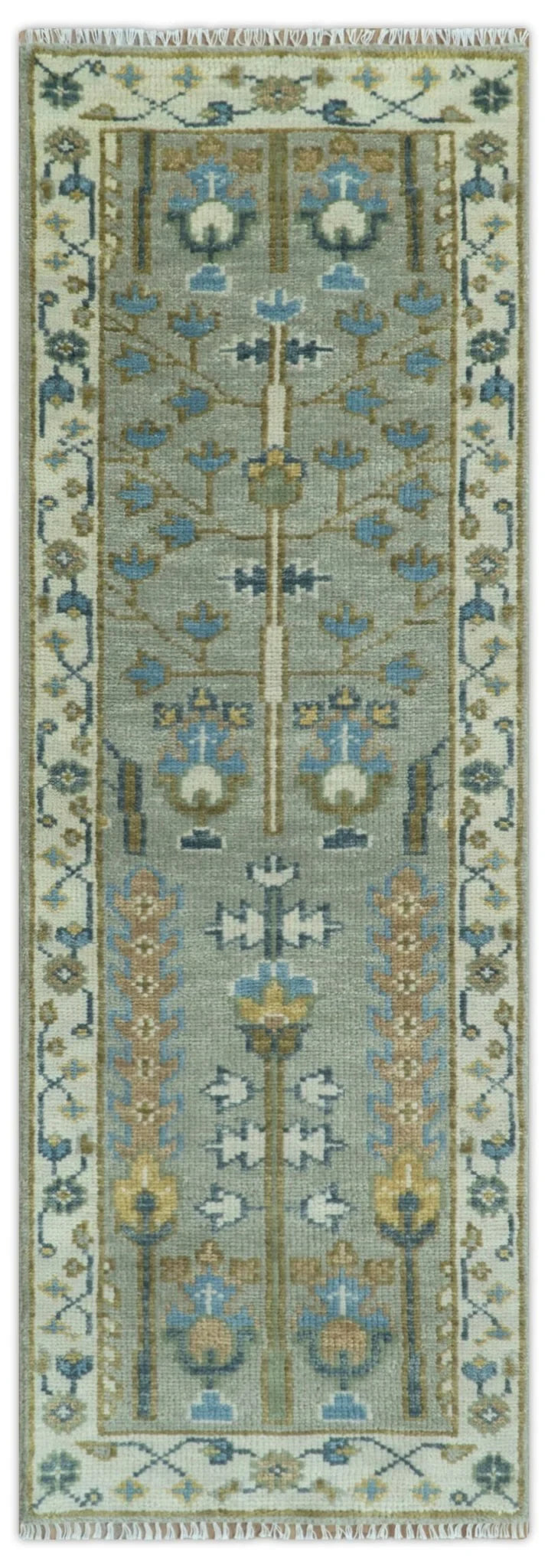 Antique Silver and Gold Hand Knotted Traditional Vintage Style Multi size Wool Area Rug - The Rug Decor