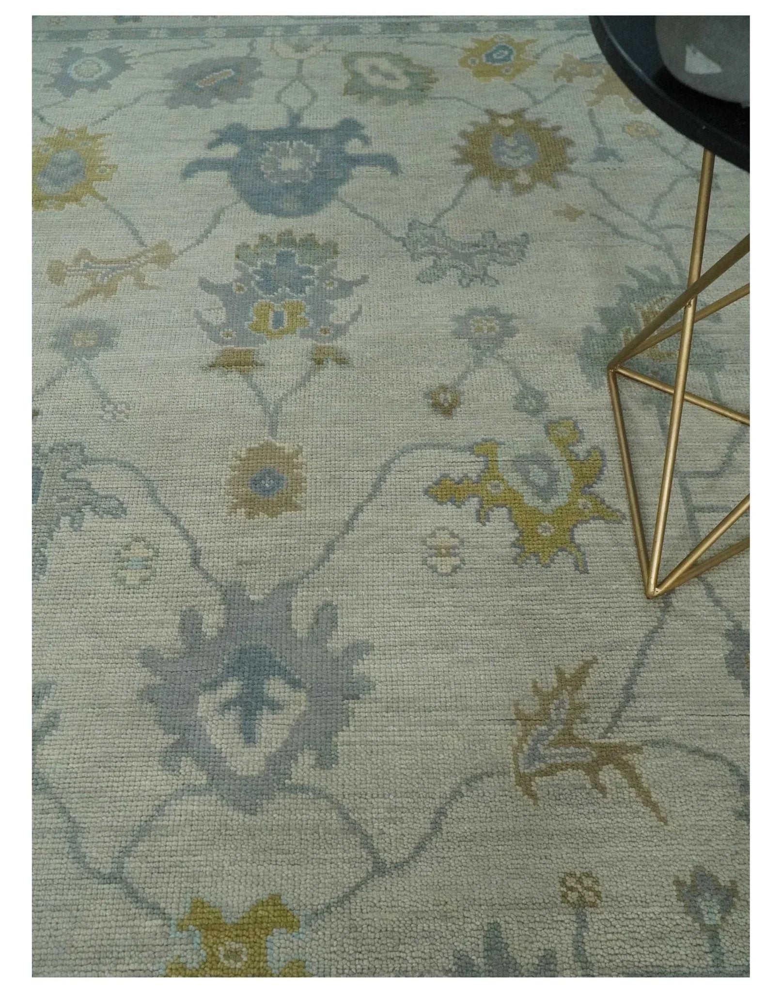 Antique Silver Hand knotted Traditional Multi Size Oushak Wool area Rug - The Mayfair Hall