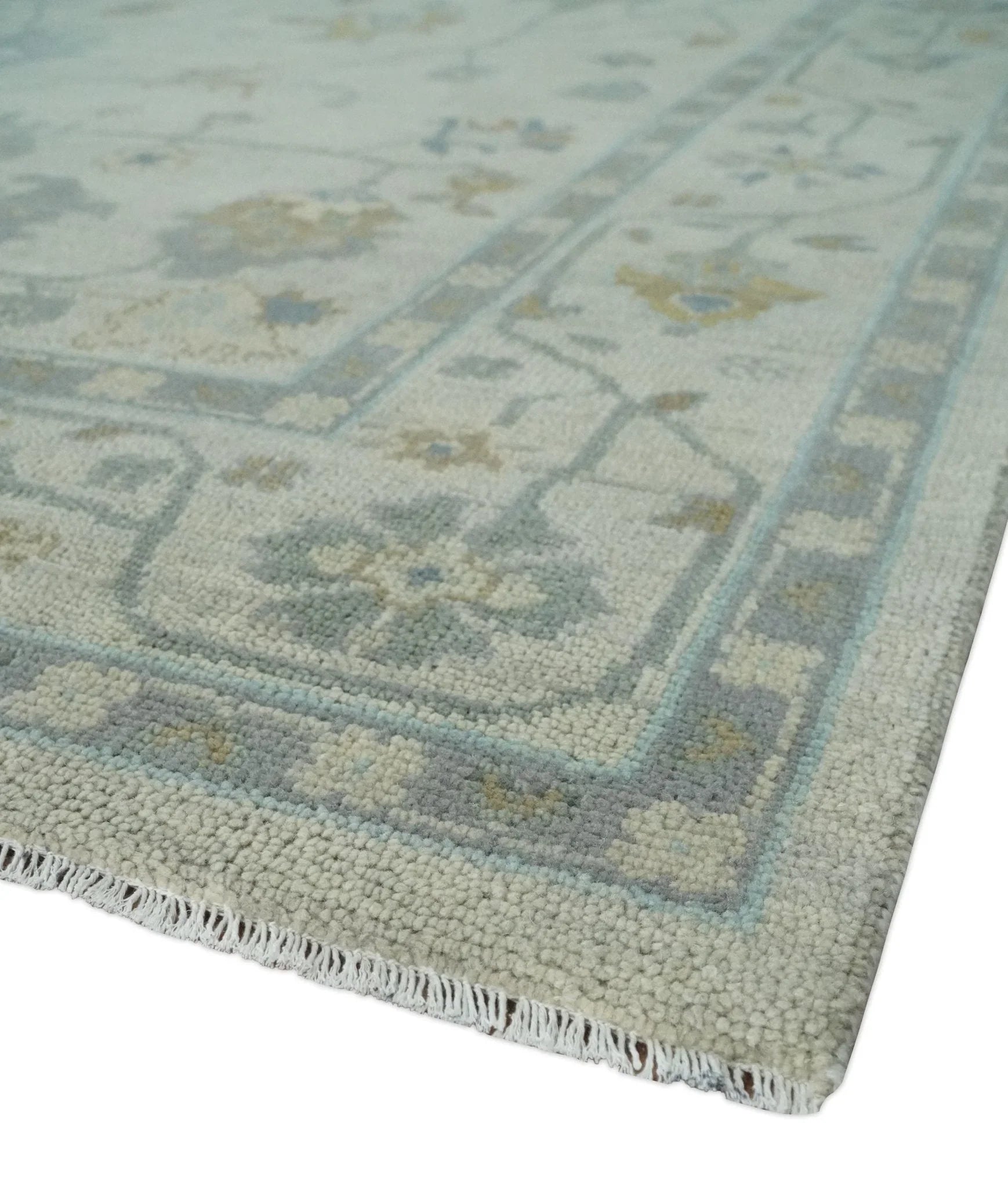 Antique Silver Hand knotted Traditional Multi Size Oushak Wool area Rug - The Mayfair Hall