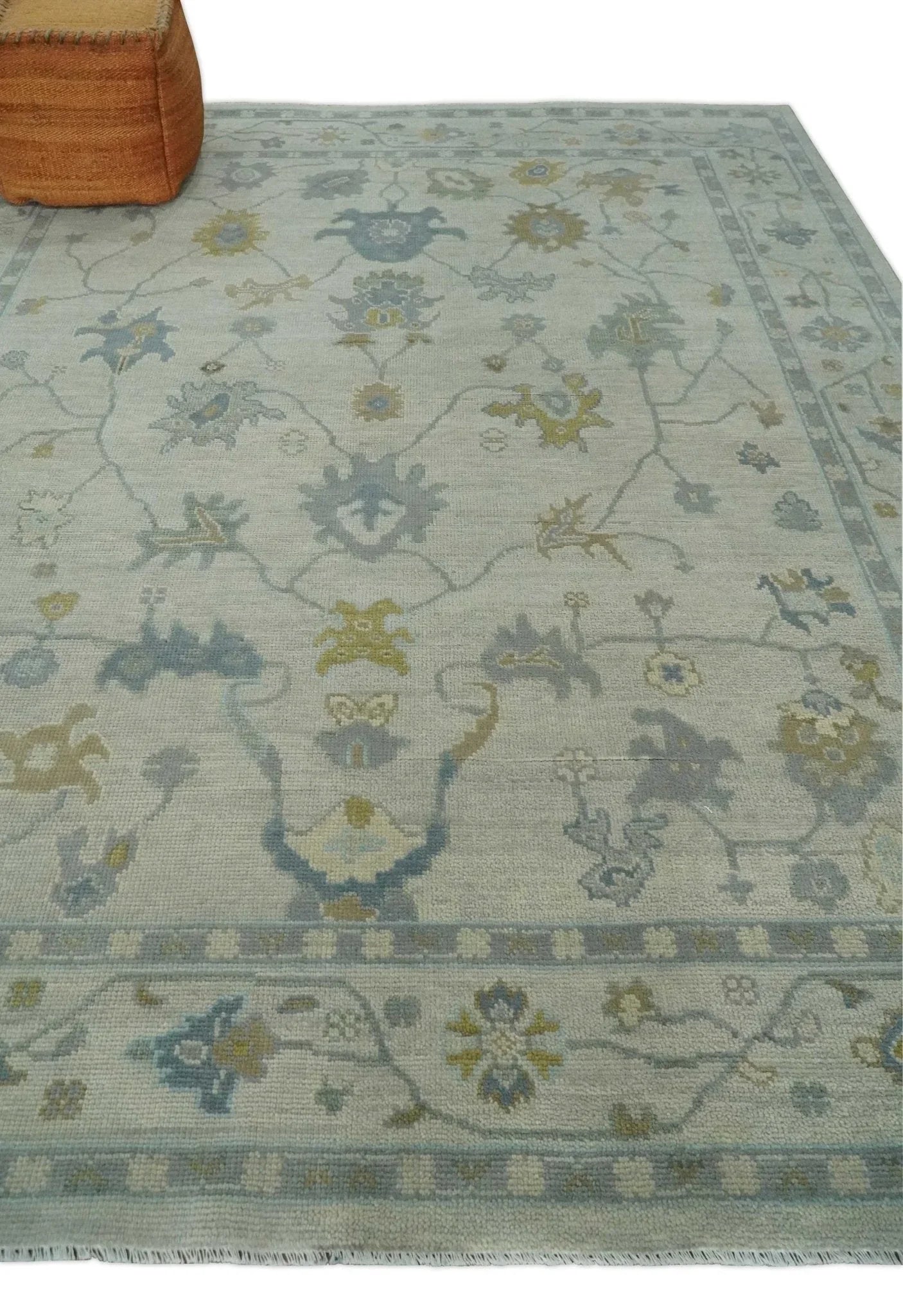 Antique Silver Hand knotted Traditional Multi Size Oushak Wool area Rug - The Mayfair Hall