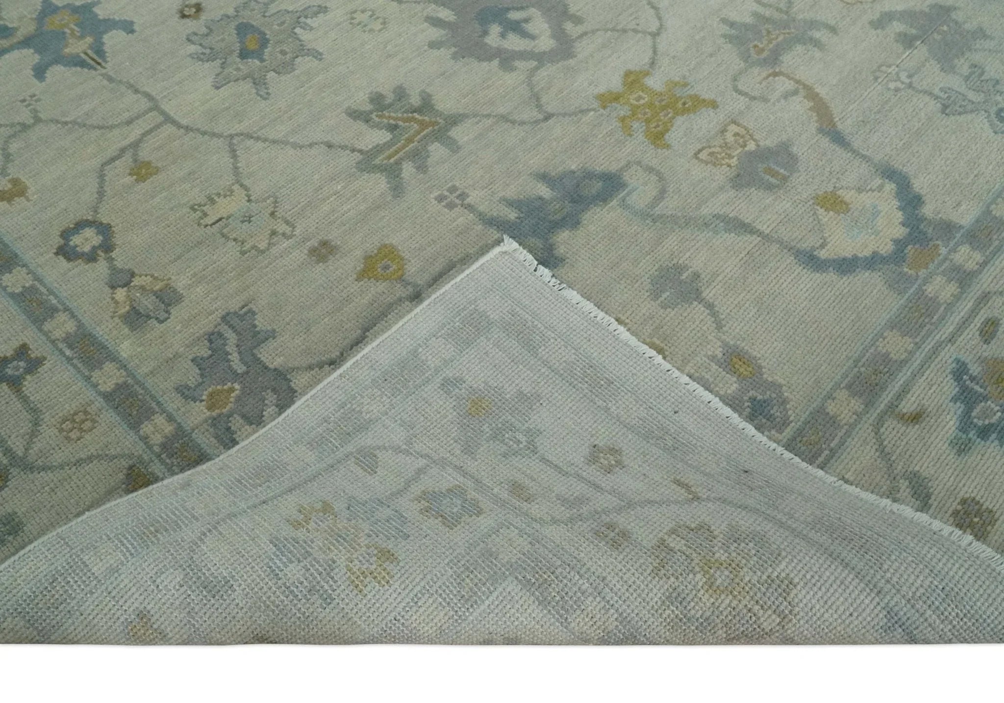 Antique Silver Hand knotted Traditional Multi Size Oushak Wool area Rug - The Mayfair Hall