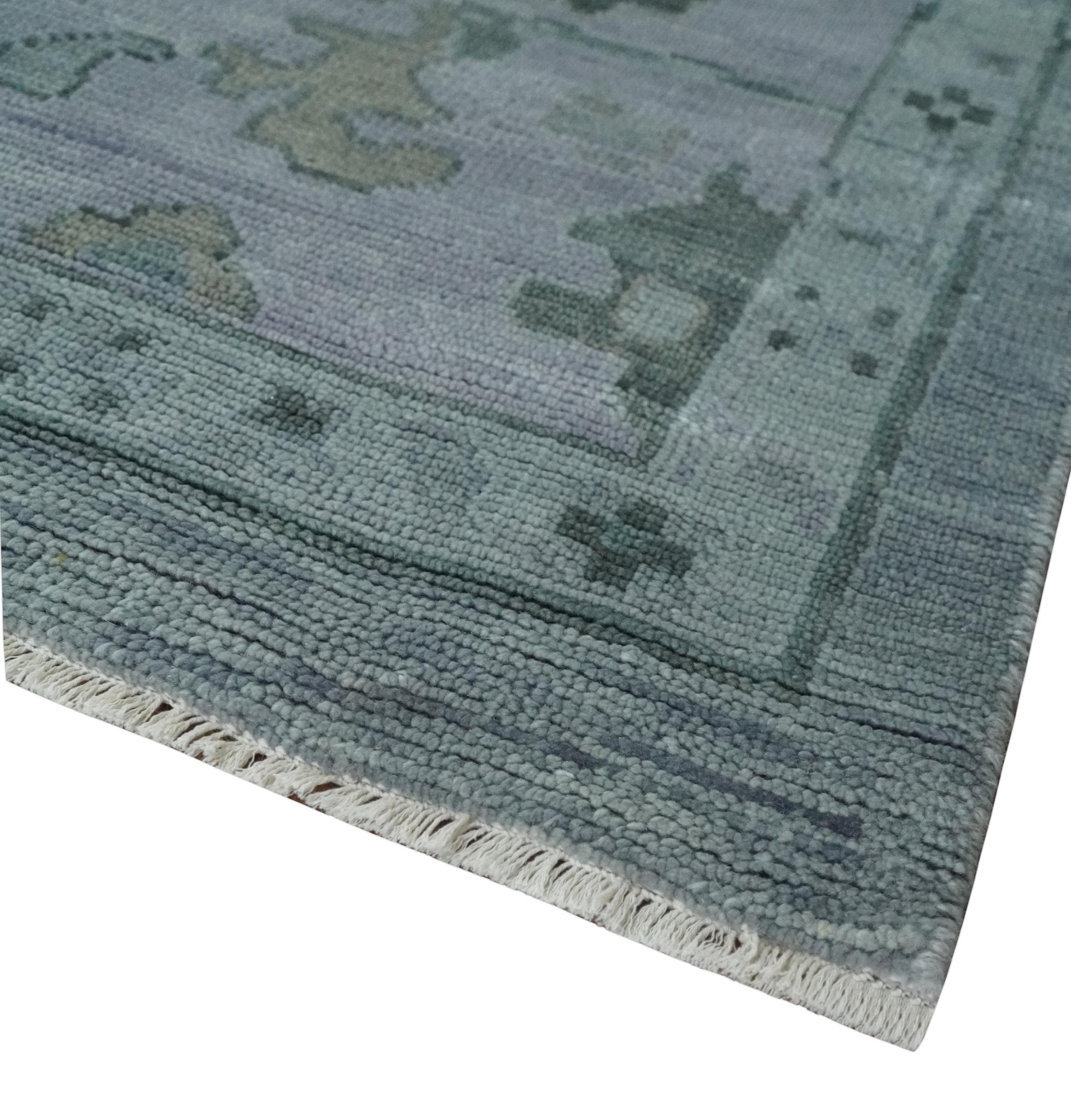 Antique style Blue and Silver Hand Knotted Multi Size Oushak Wool Area Rug - The Rug Decor