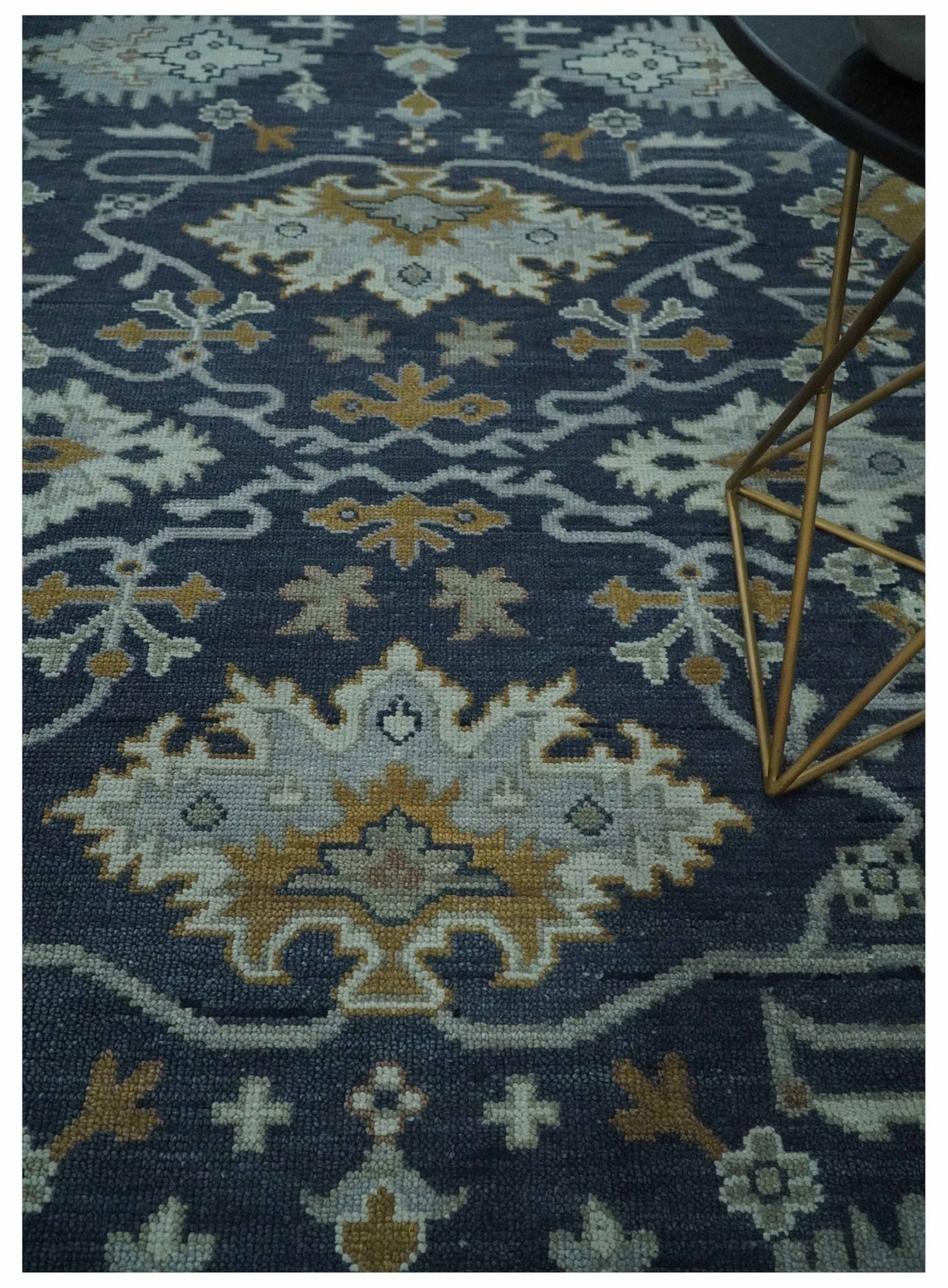 Antique style Blue and Silver Traditional Multi Size Hand Knotted Oushak Wool Rug - The Rug Decor