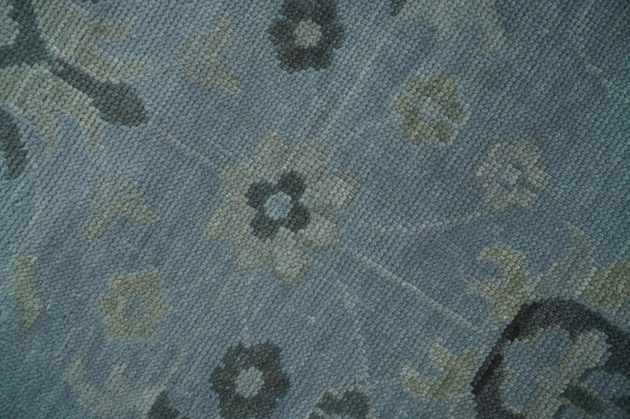 Antique style Blue, Silver and Charcoal Hand Knotted Oushak Wool Area Rug - The Rug Decor