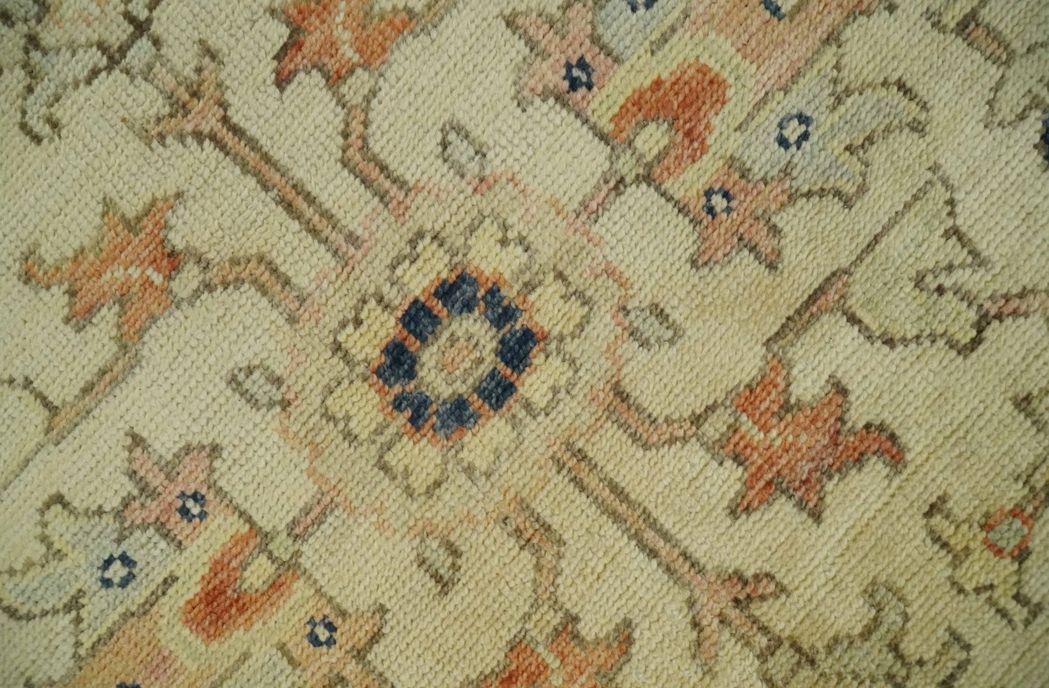 Hand Knotted Wool Rug in Beige and Rust with Antique Style Empress Tabriz Design