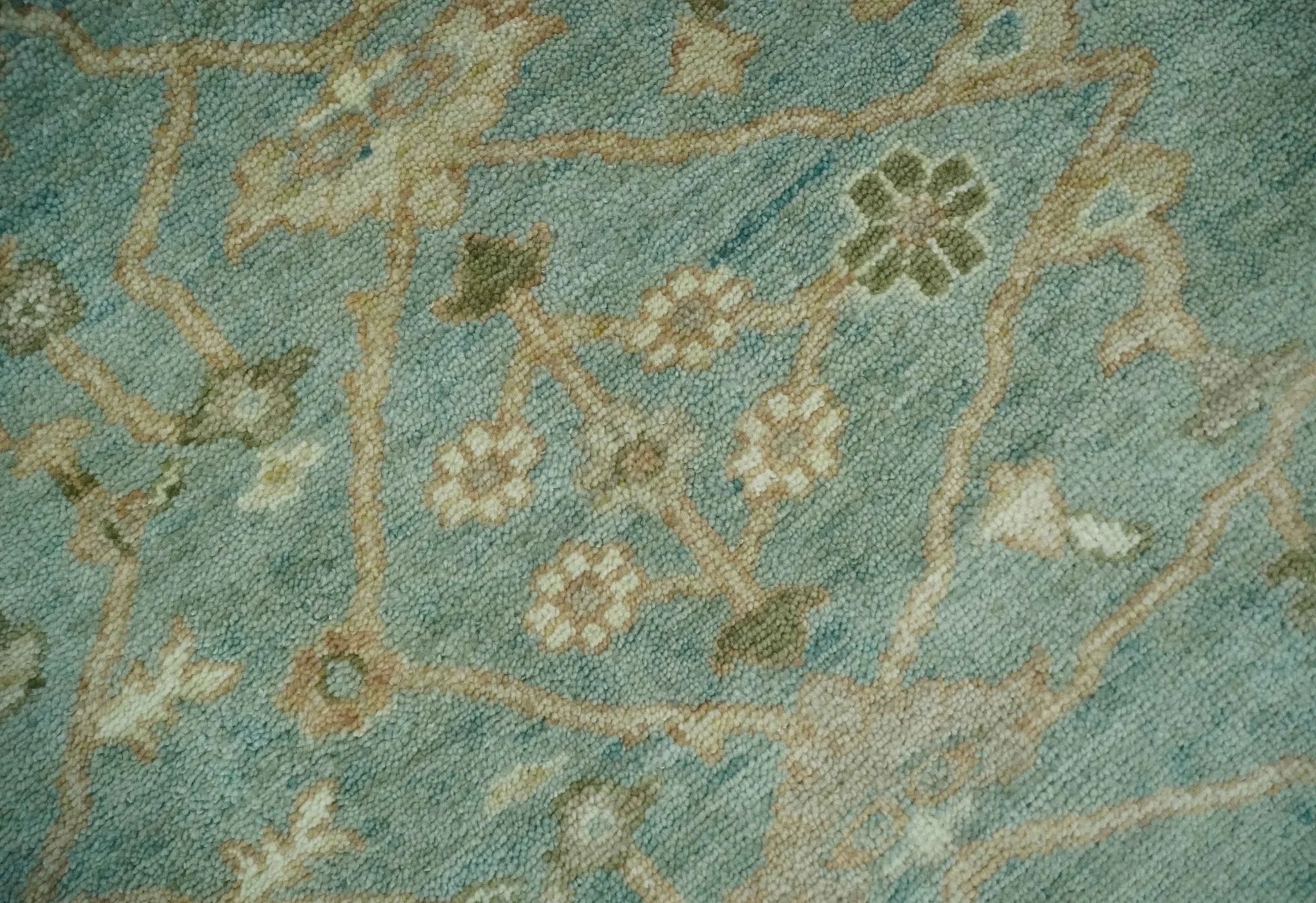 Antique style Floral Gray, Beige and Green Hand knotted Oriental Oushak Multi Size Wool Area Rug - The Rug Decor