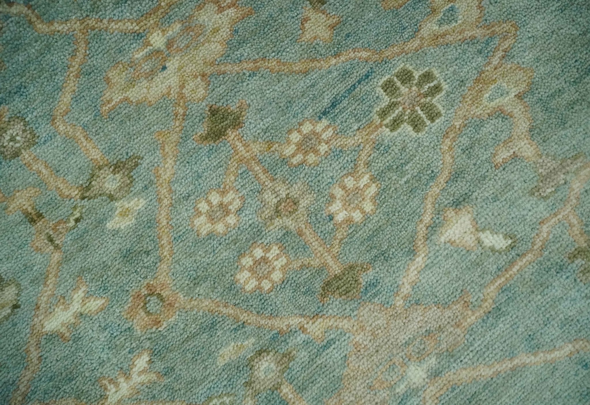 Antique style Floral Gray, Beige and Green Hand knotted Oriental Oushak Multi Size Wool Area Rug