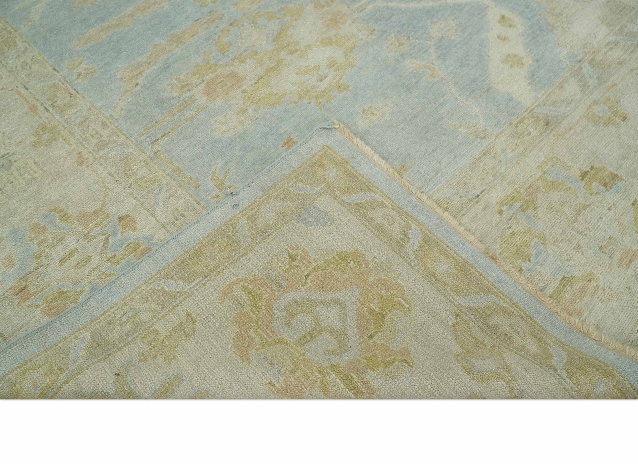 Antique style Gray, Beige and Olive 9x12 Hand knotted Oushak wool Area Rug
