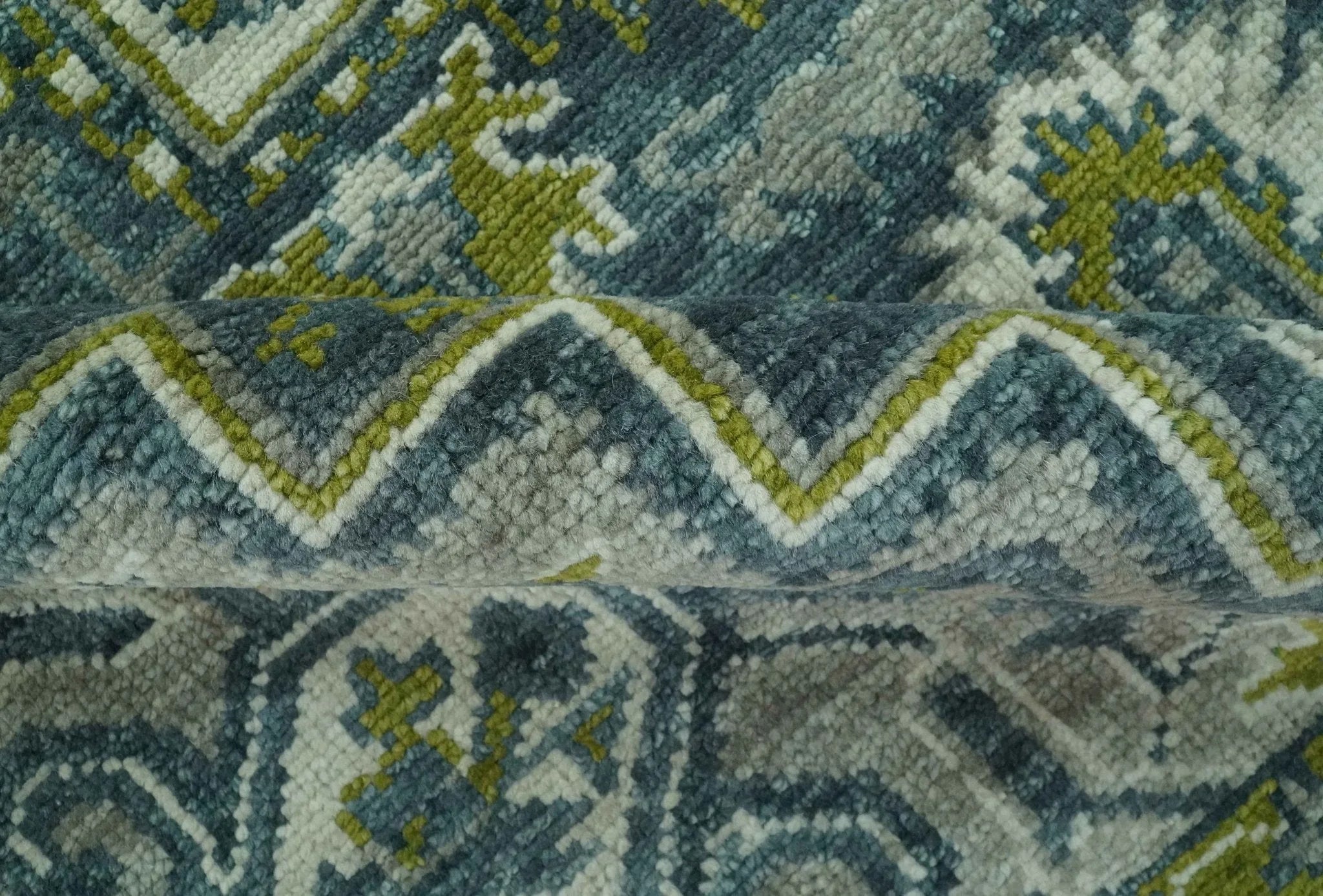 Antique Style Hand Knotted Teal, Gray and Green Traditional multi Size wool rug - The Mayfair Hall