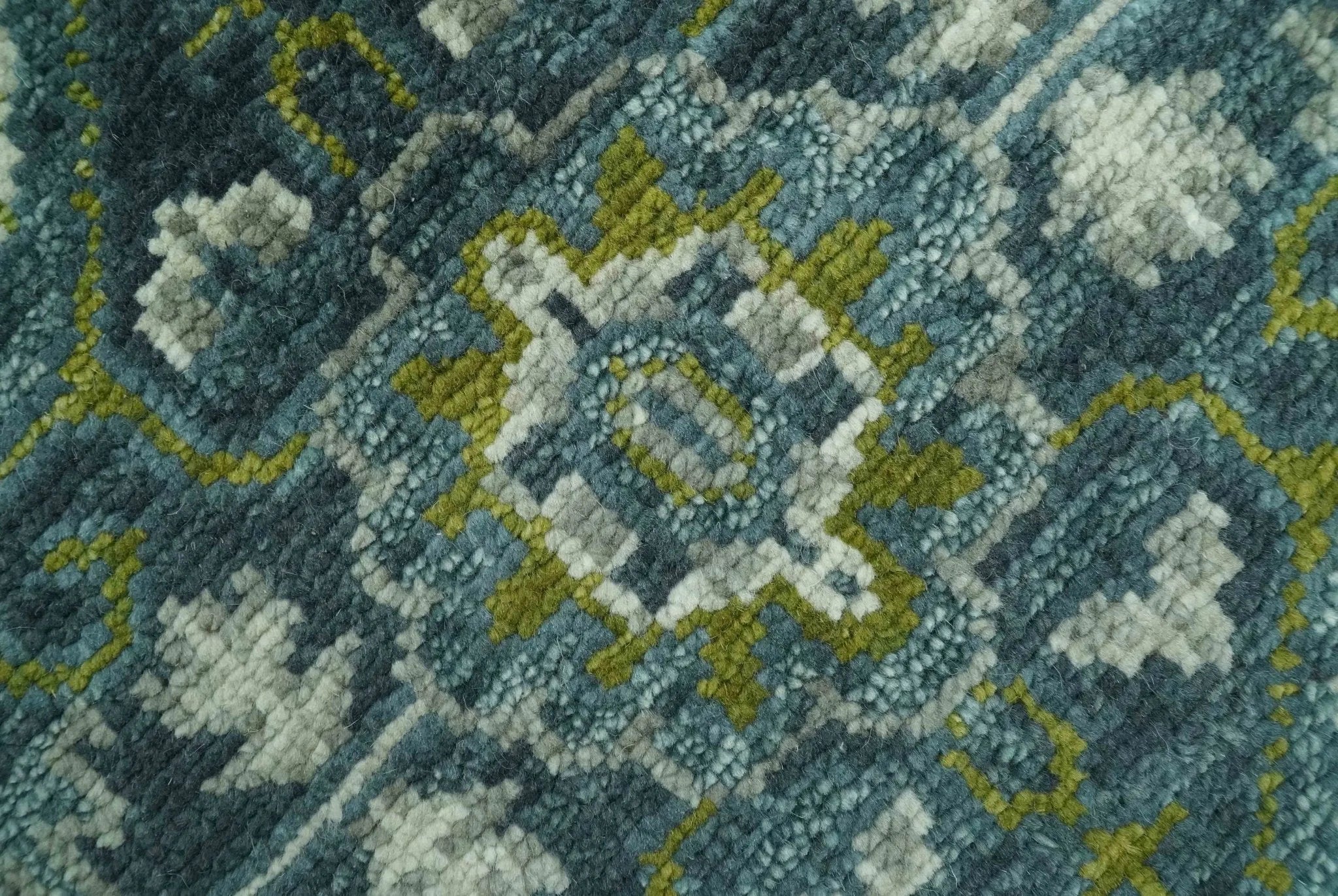 Antique Style Hand Knotted Teal, Gray and Green Traditional multi Size wool rug - The Mayfair Hall