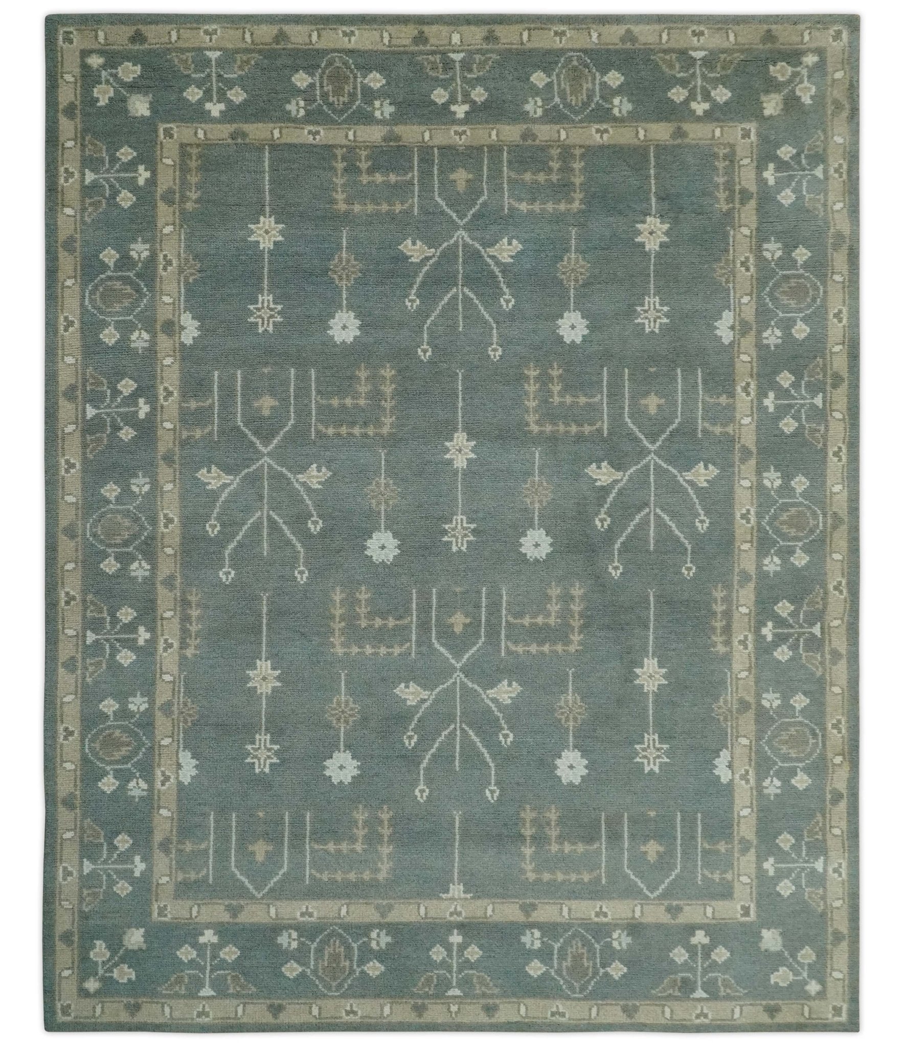 Antique Style Tree of life Gray, Beige and Silver Traditional Hand Knotted Custom Made wool Area Rug - The Rug Decor