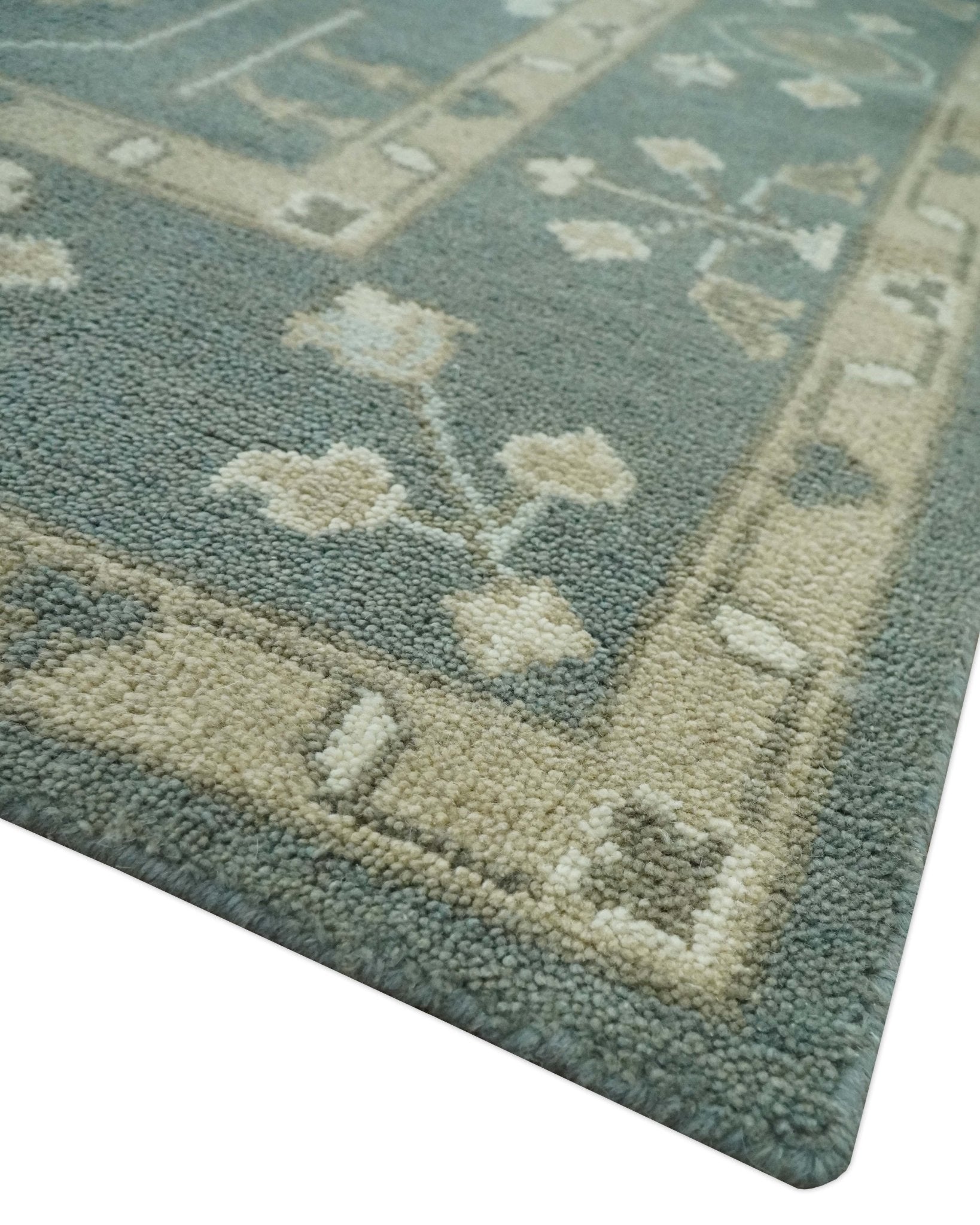 Antique Style Tree of life Gray, Beige and Silver Traditional Hand Knotted Custom Made wool Area Rug - The Rug Decor