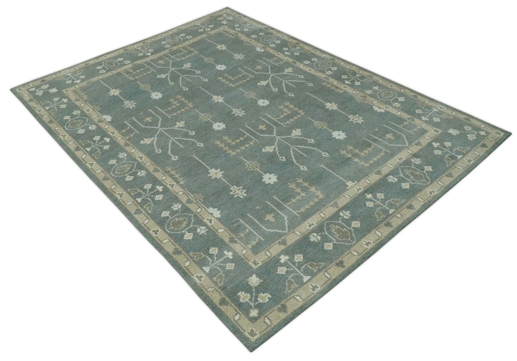 Antique Style Tree of life Gray, Beige and Silver Traditional Hand Knotted Custom Made wool Area Rug - The Rug Decor