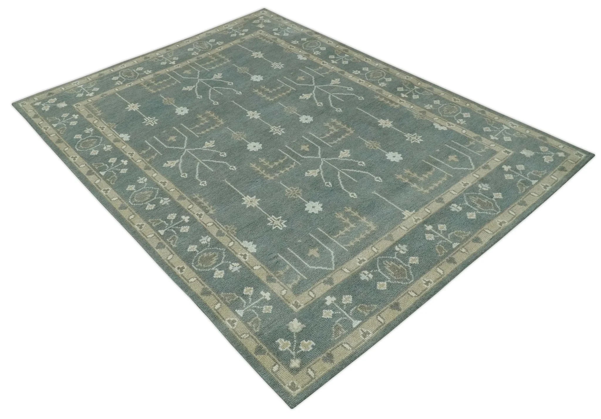 Antique Style Tree of life Gray, Beige and Silver Traditional Hand Knotted Custom Made wool Area Rug - The Rug Decor