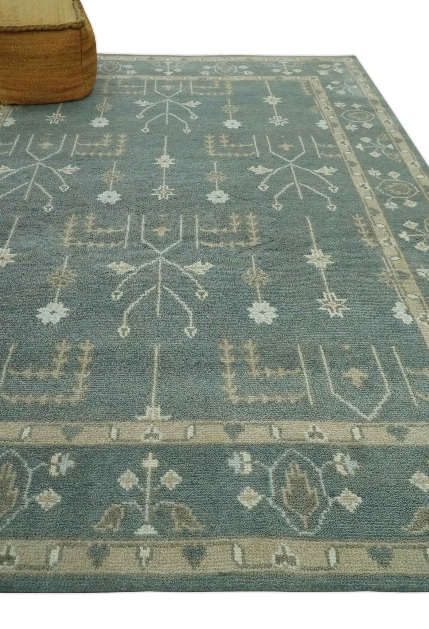 Antique Style Tree of life Gray, Beige and Silver Traditional Hand Knotted Custom Made wool Area Rug - The Rug Decor