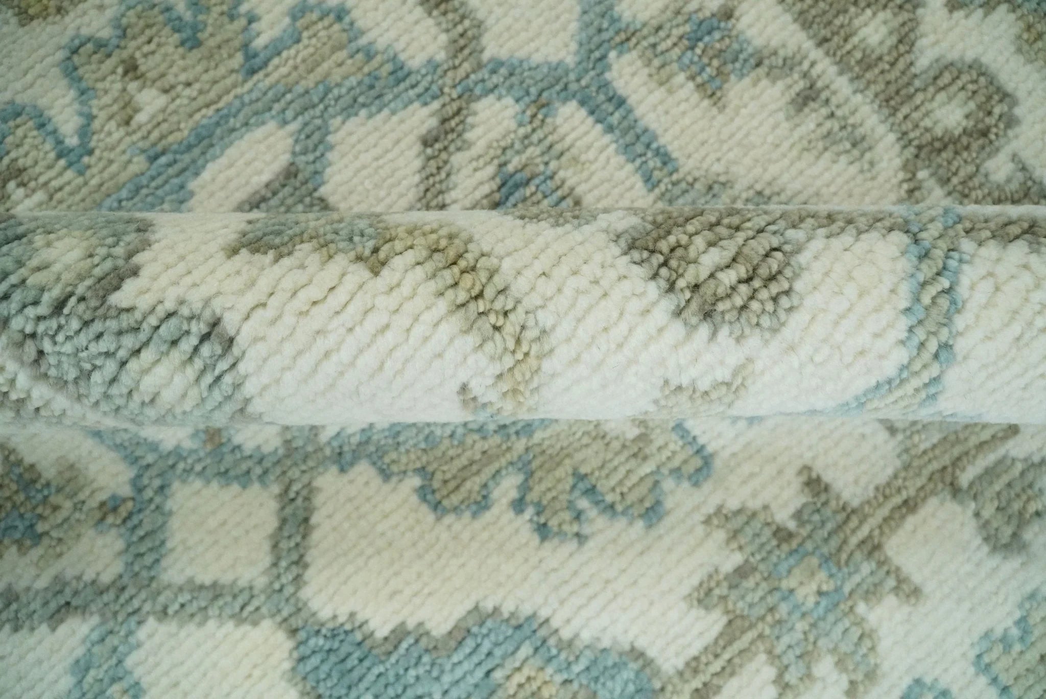 Antique Turkish Oushak 8x10 Beige and Blue Hand Knotted Large Wool Area Rug | TRDCP428810 - The Rug Decor