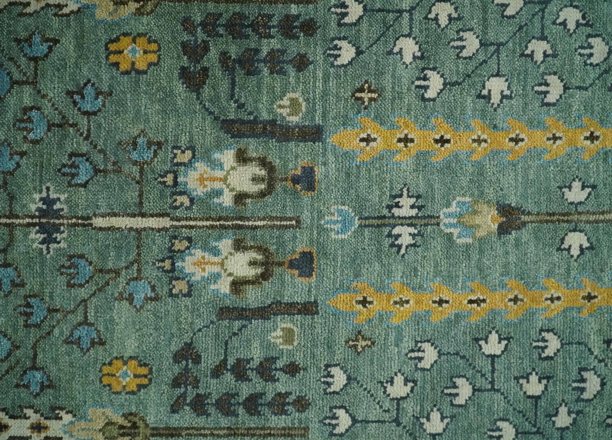 Aqua 8x10 Hand Knotted Blue and Ivory Traditional Persian Vintage Heriz Serapi Wool Rug | TRDCP599810 - The Rug Decor