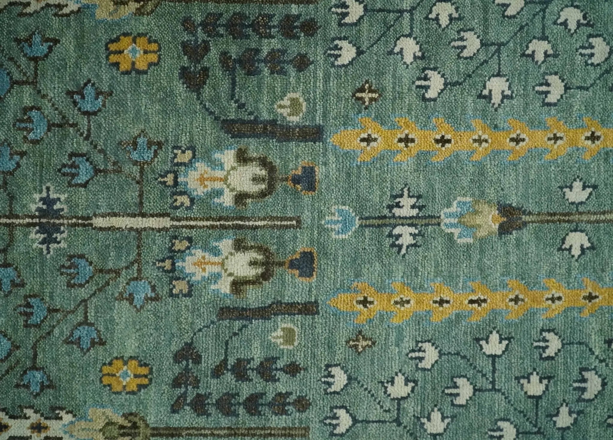 Aqua 8x10 Hand Knotted Blue and Ivory Traditional Persian Vintage Heriz Serapi Wool Rug | TRDCP599810 - The Rug Decor