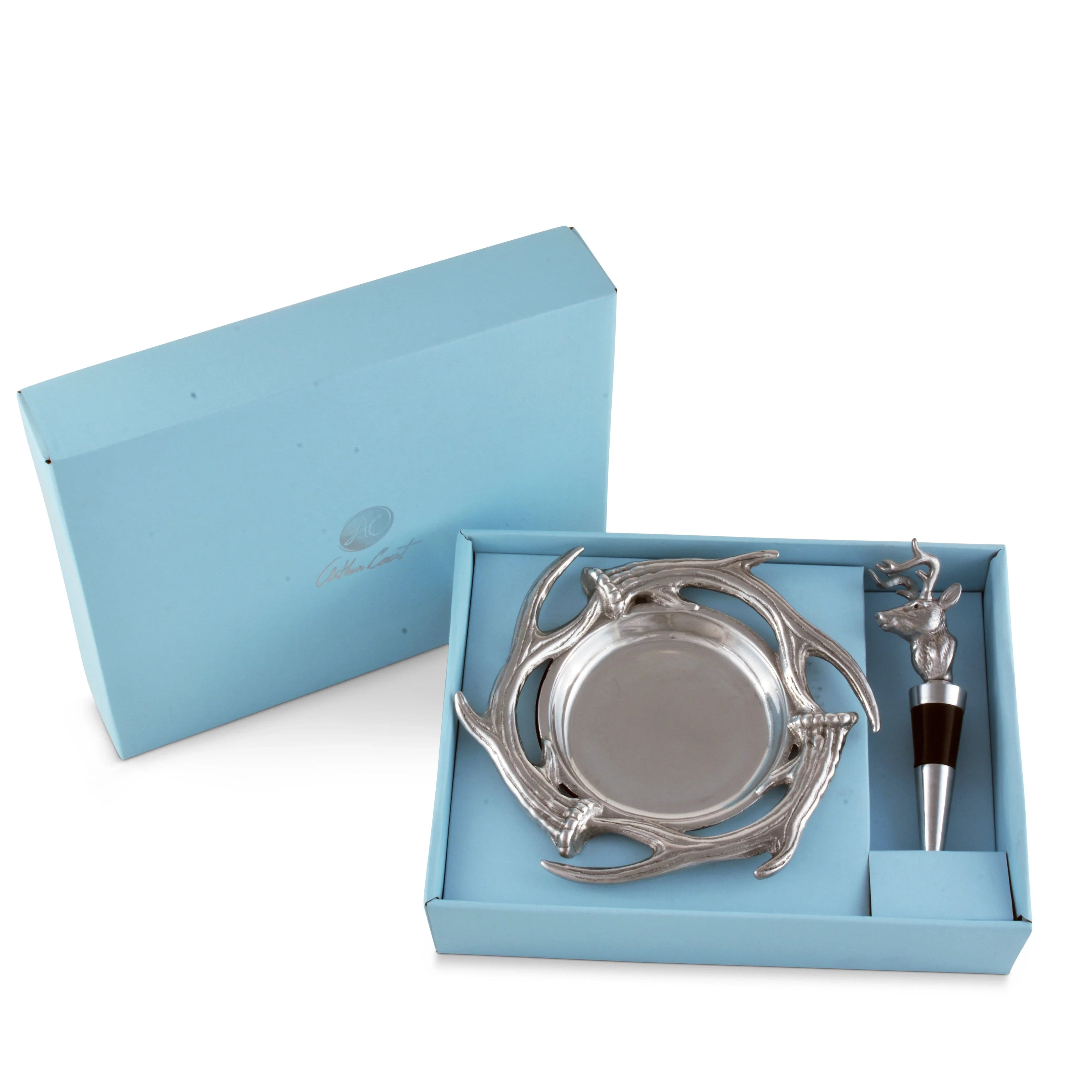 Antler Wine Coaster and Stopper Set