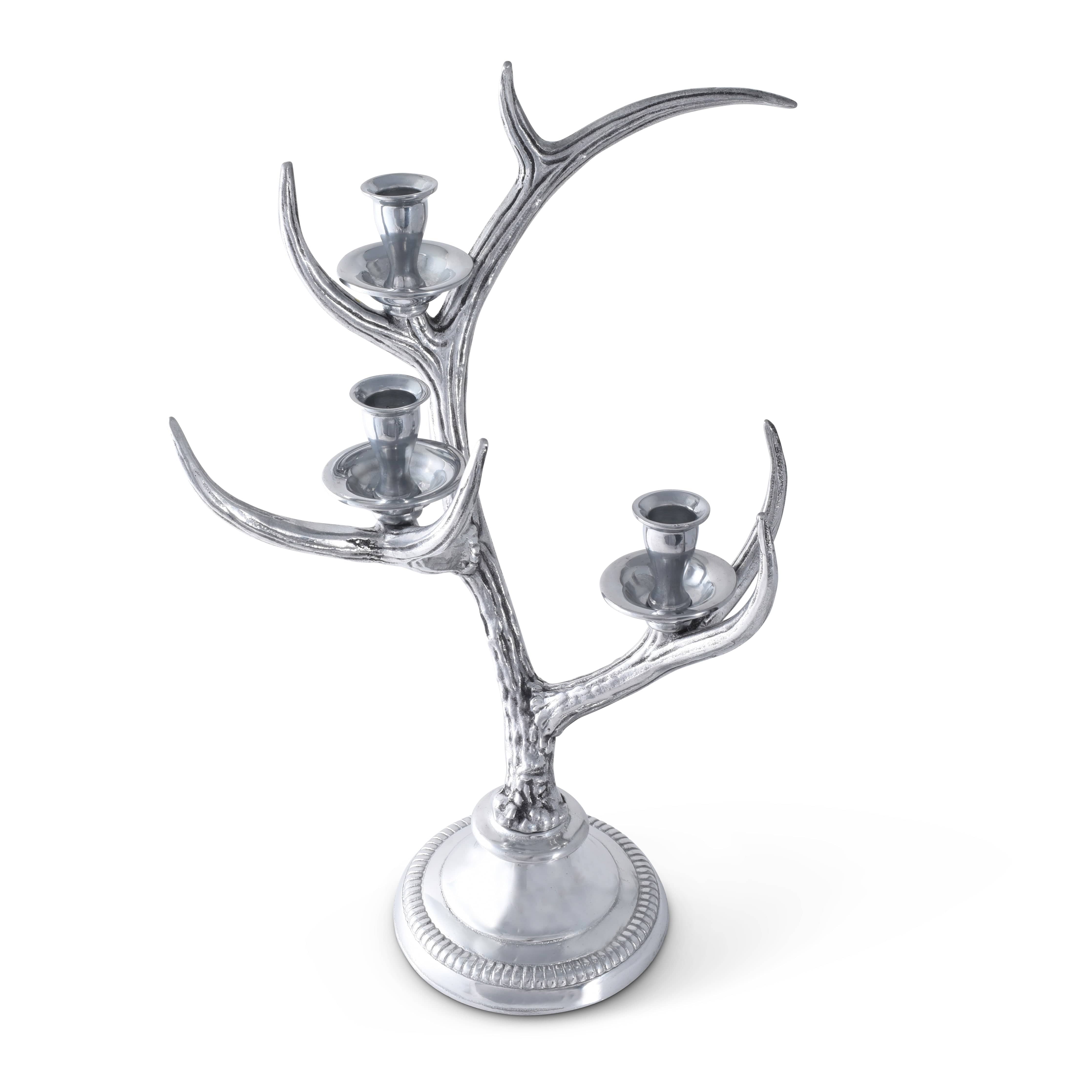 Three-Light Metal Antler Candlestick