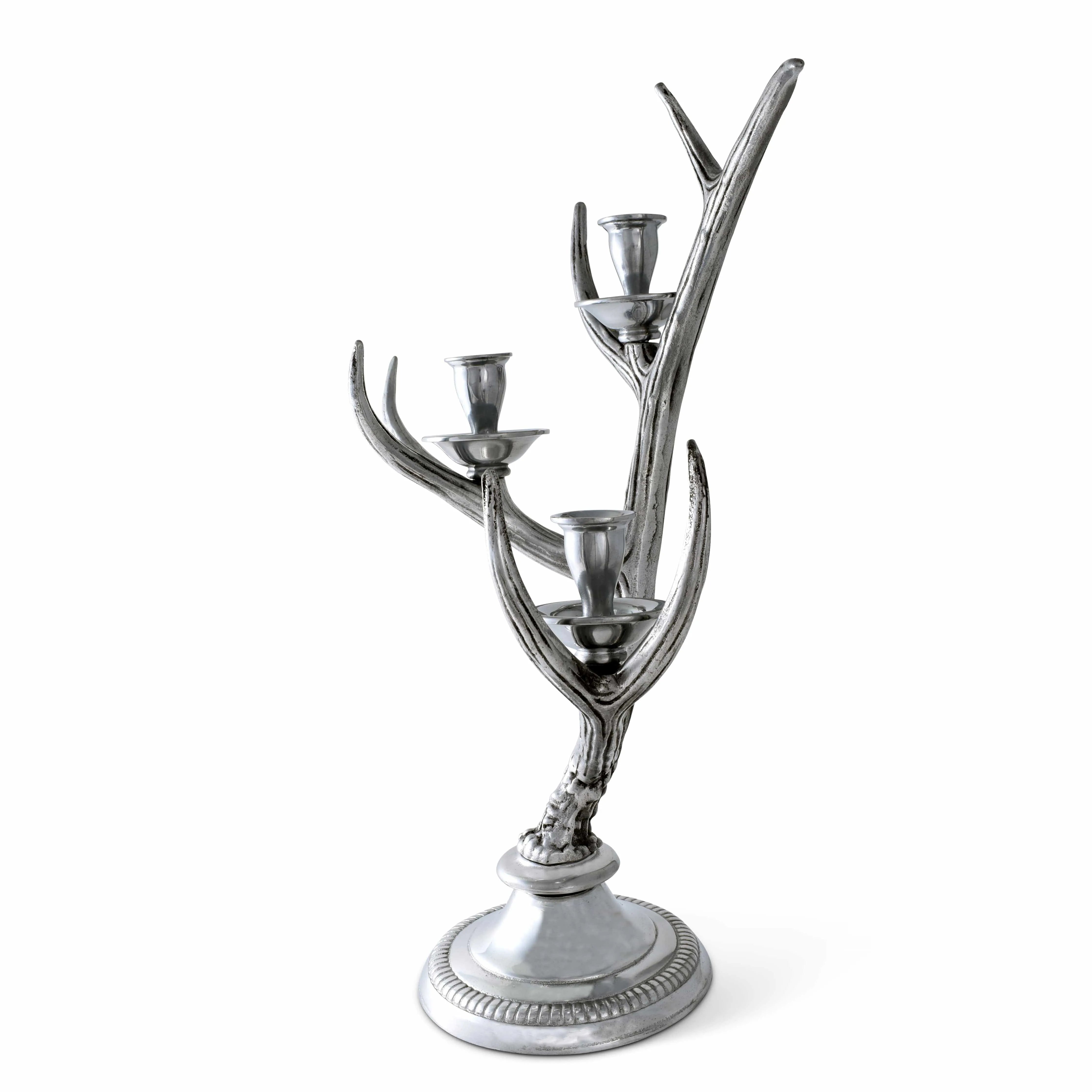 Three-Light Metal Antler Candlestick