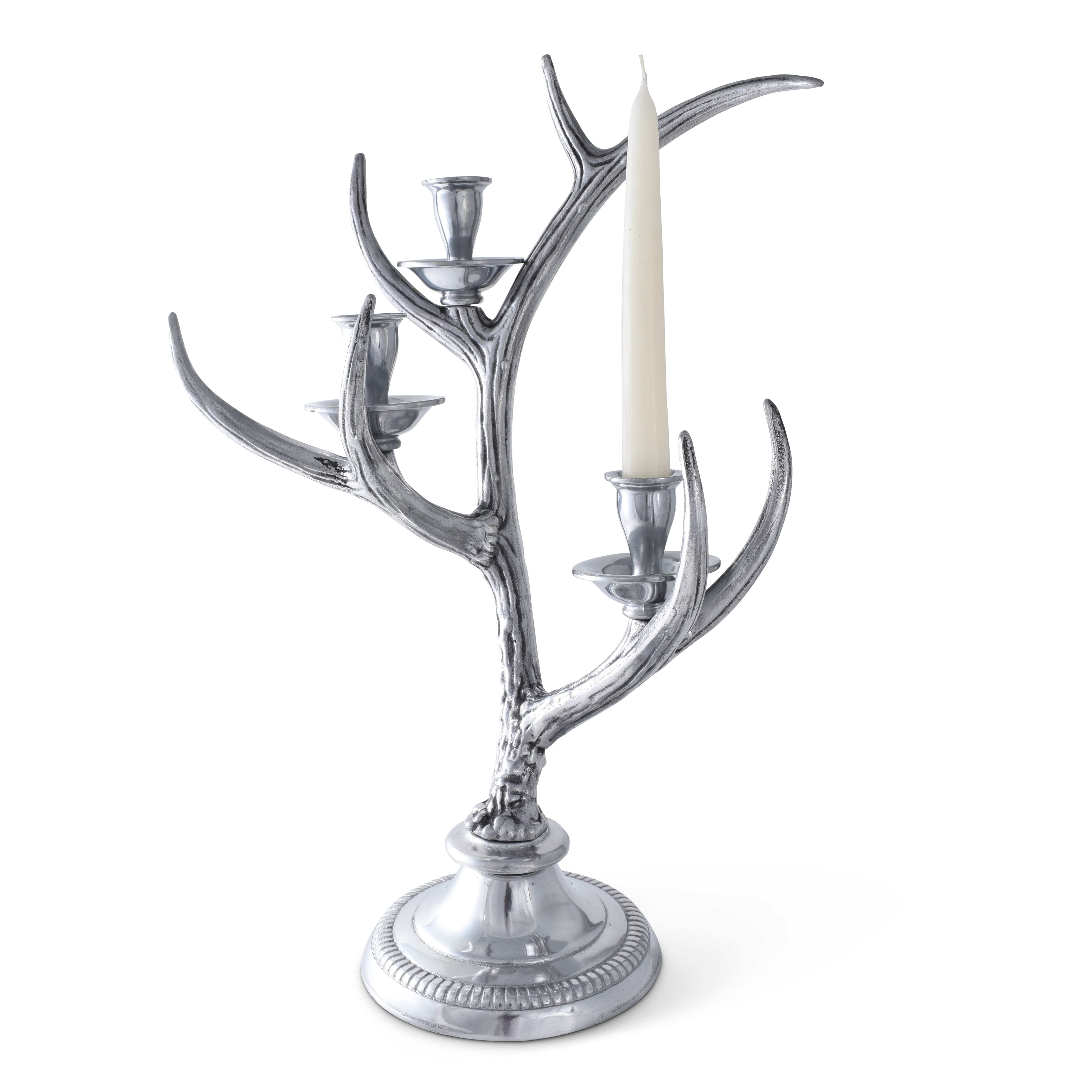 Three-Light Metal Antler Candlestick
