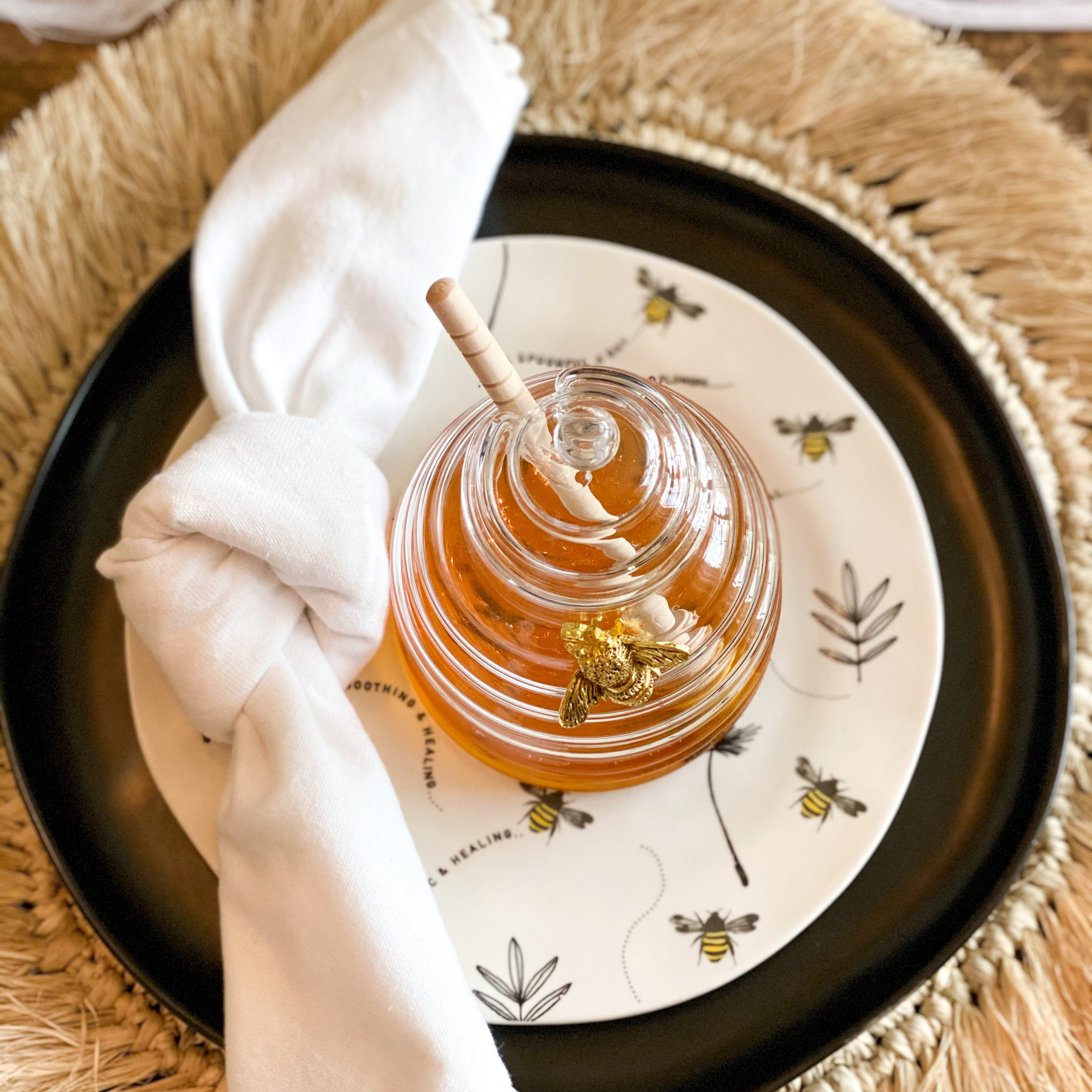 Gold Bee Honey Jar with Dipper
