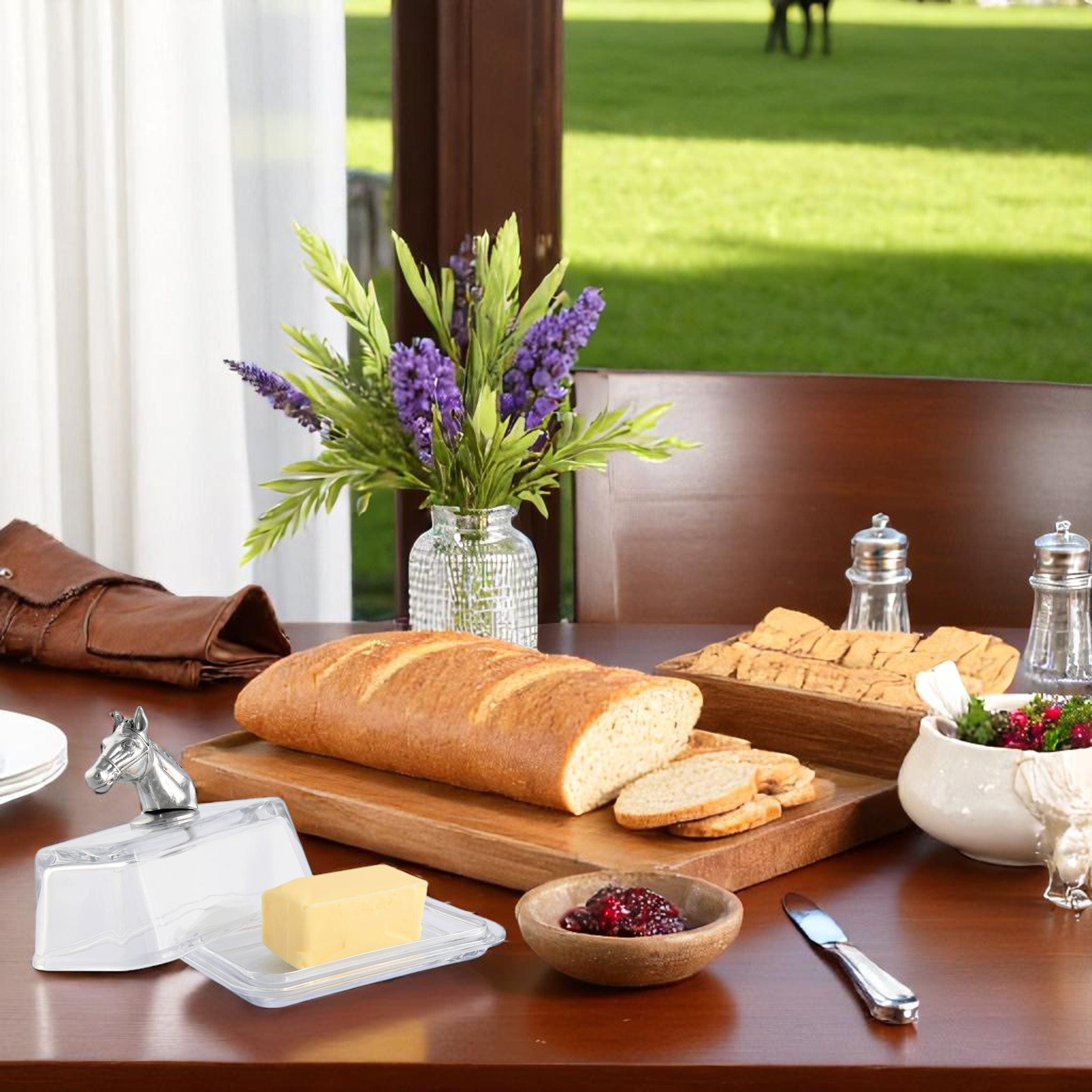 Glass Butter Dish - Horse Head