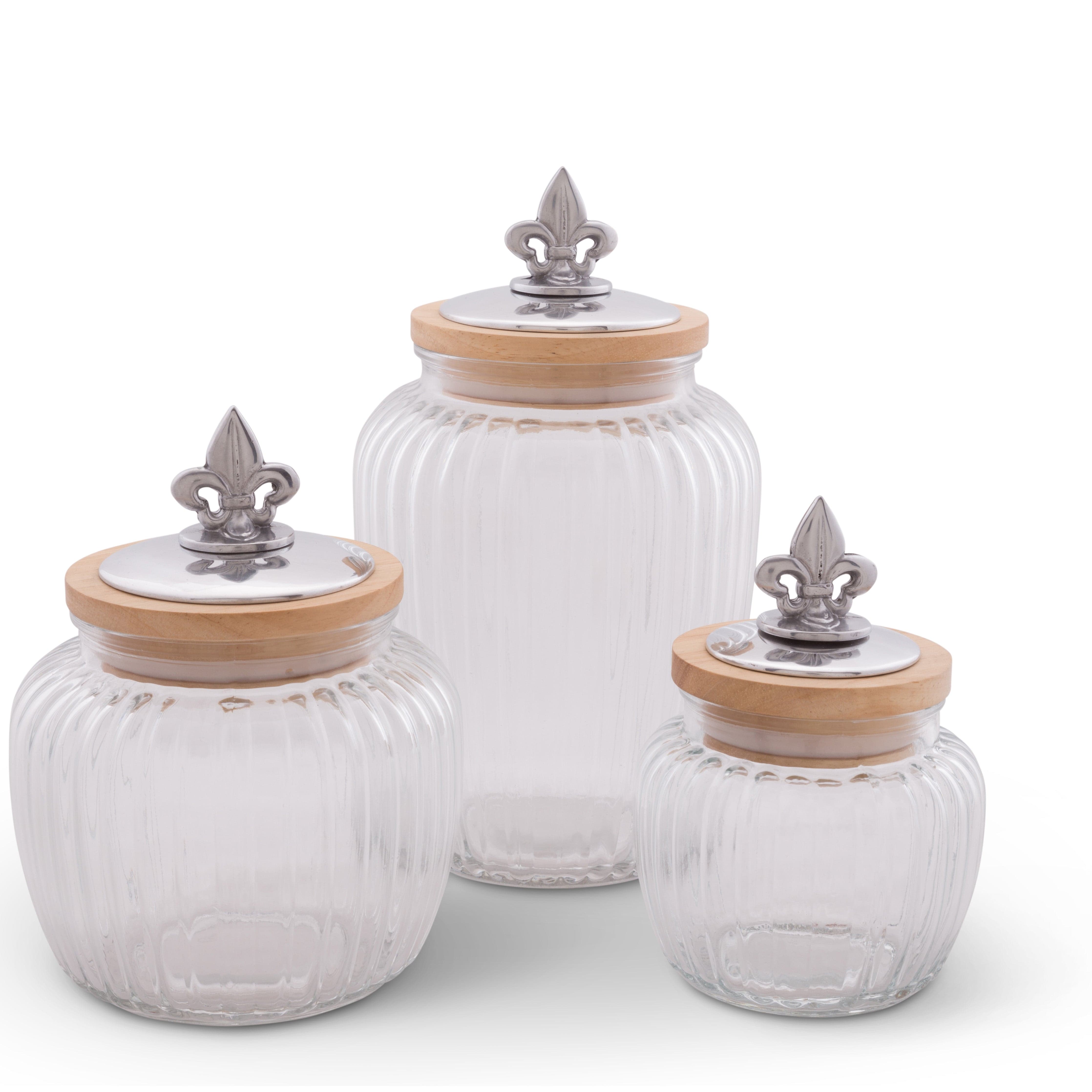 Fleur De Lis Knob Glass Canisters
