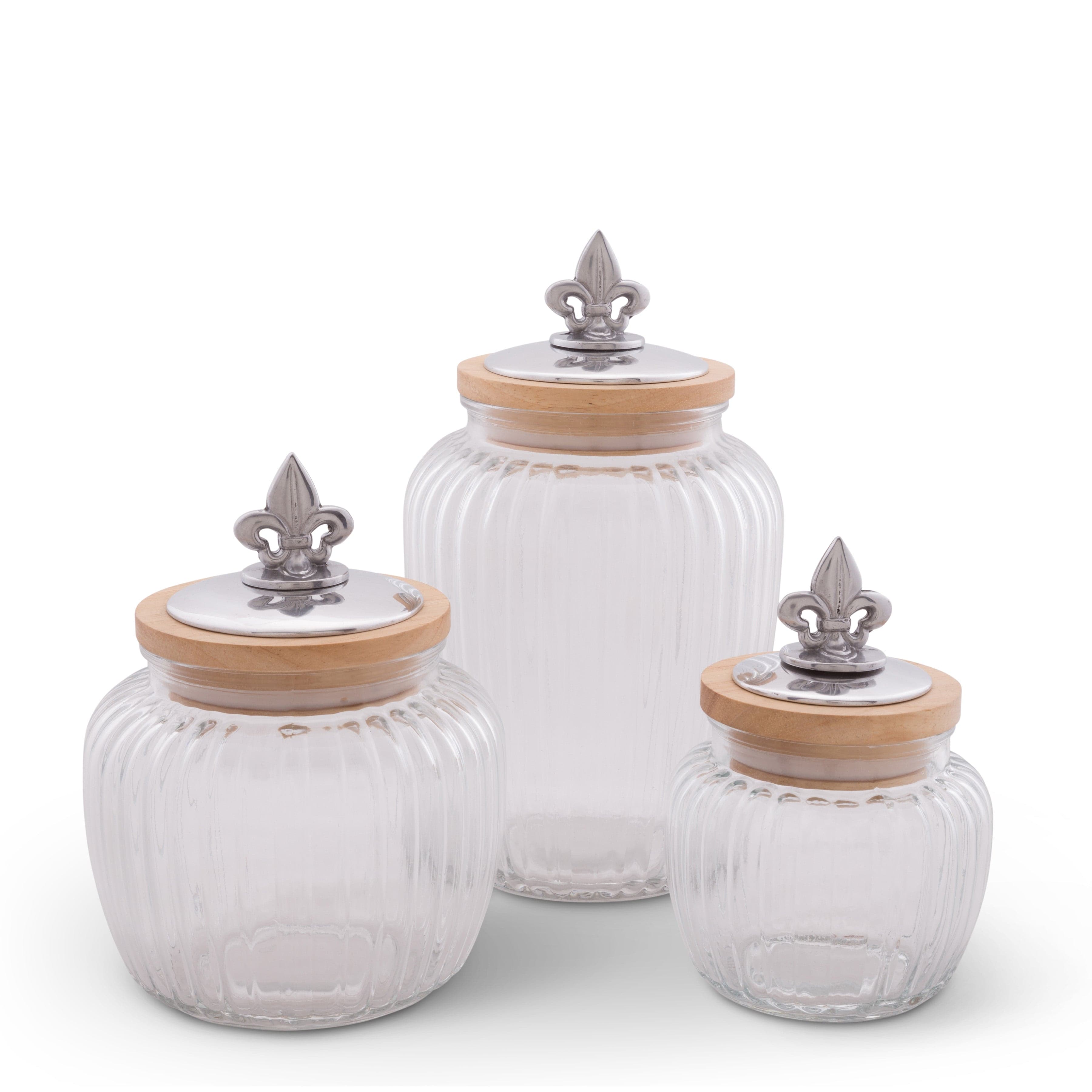 Fleur De Lis Knob Glass Canisters