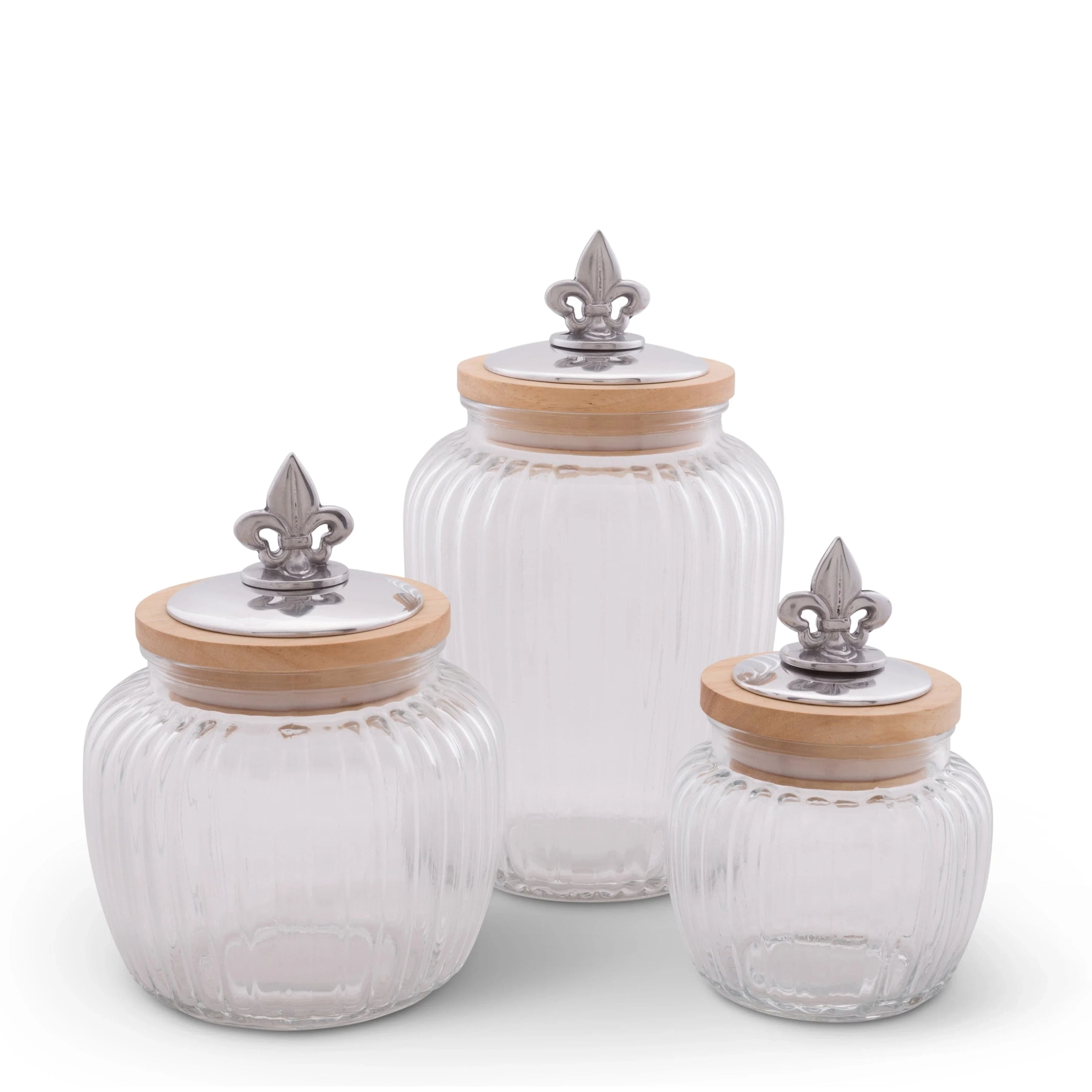 Fleur De Lis Knob Glass Canisters